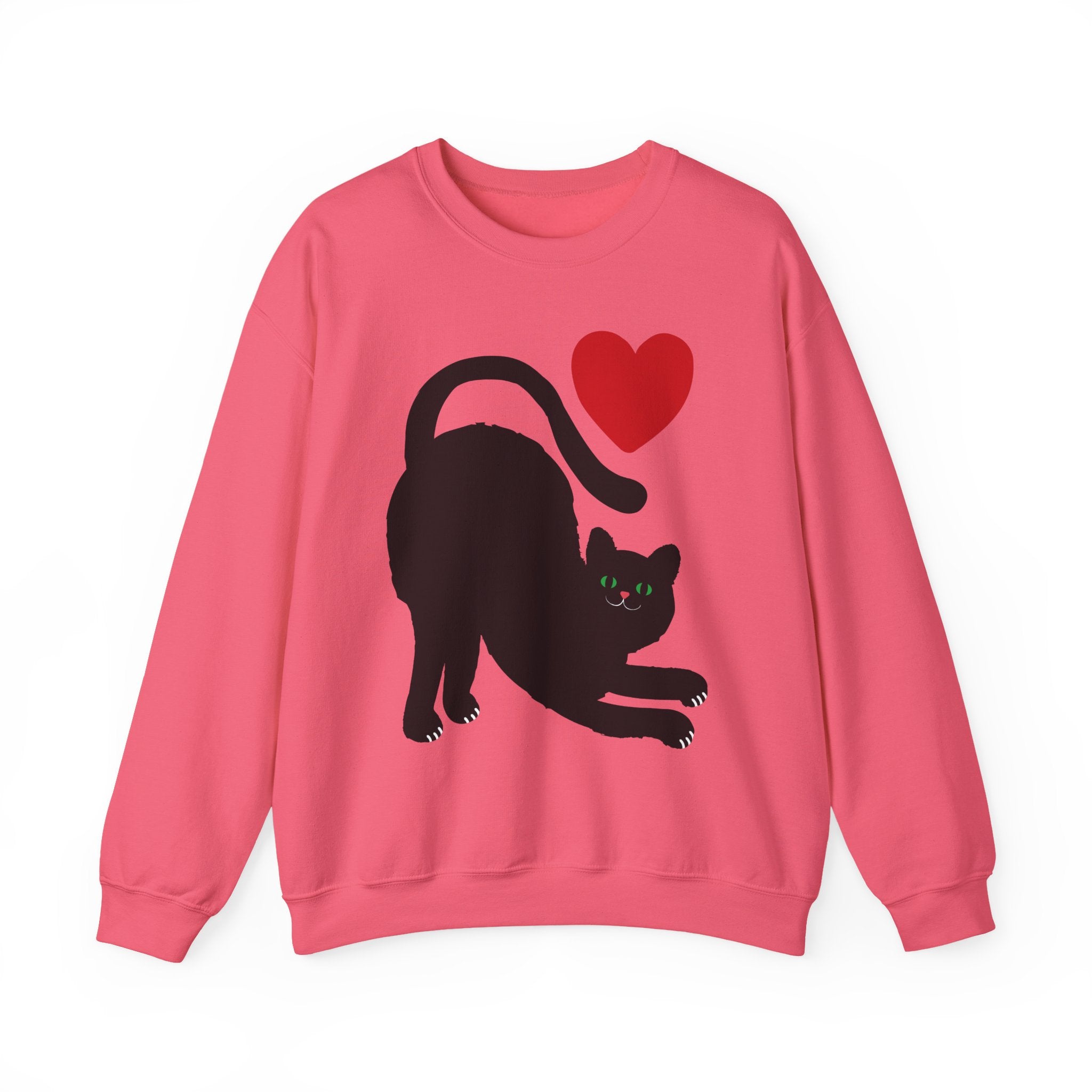 Black Cat Crewneck — Cute Heart Cat Lover