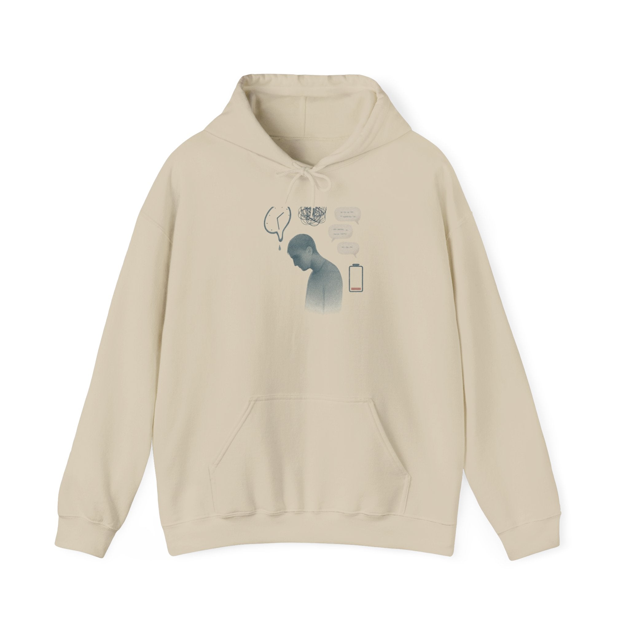 Emotional Silence Hoodie — Minimalist Illustration of Overthinking & Text Anxiety