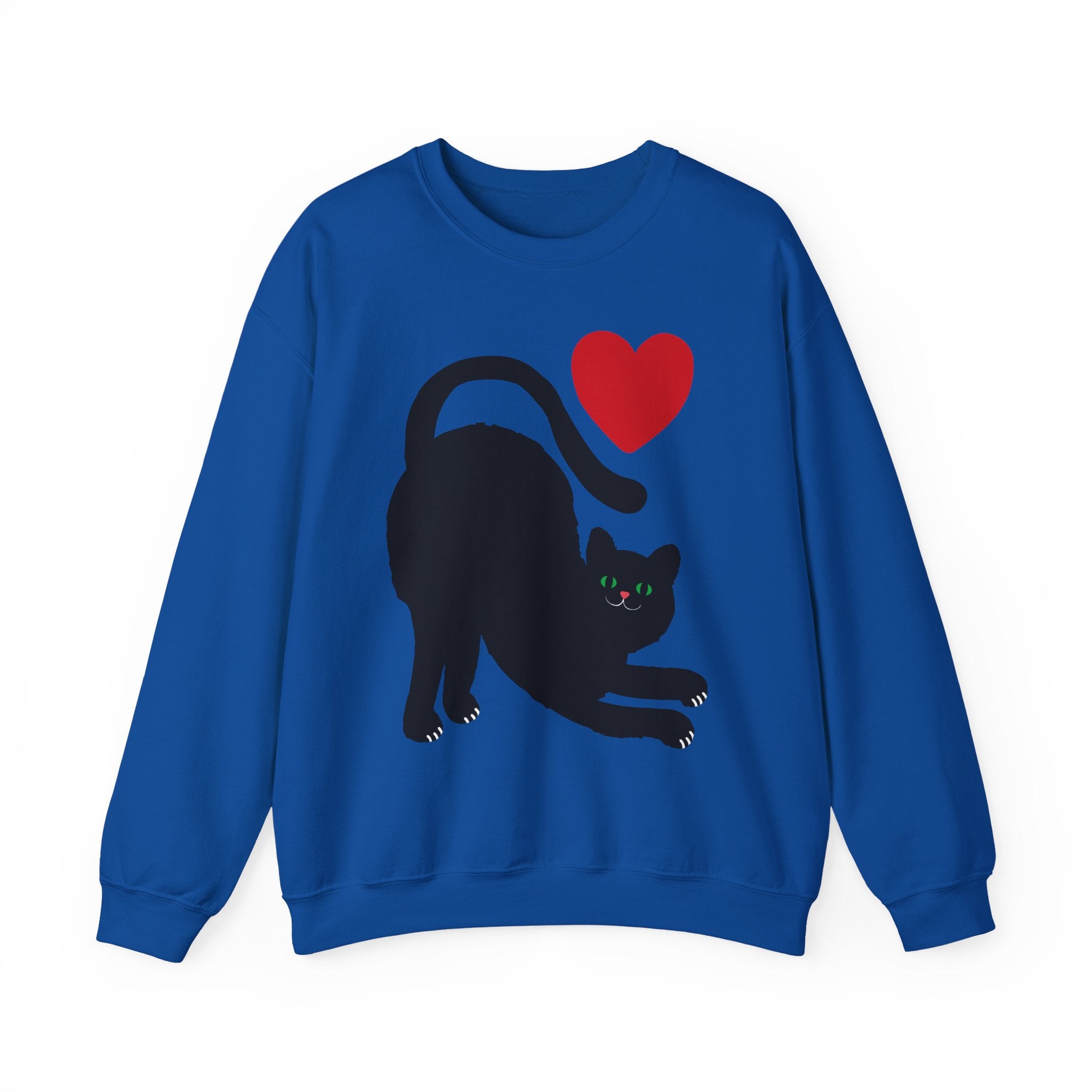 Black Cat Crewneck — Cute Heart Cat Lover