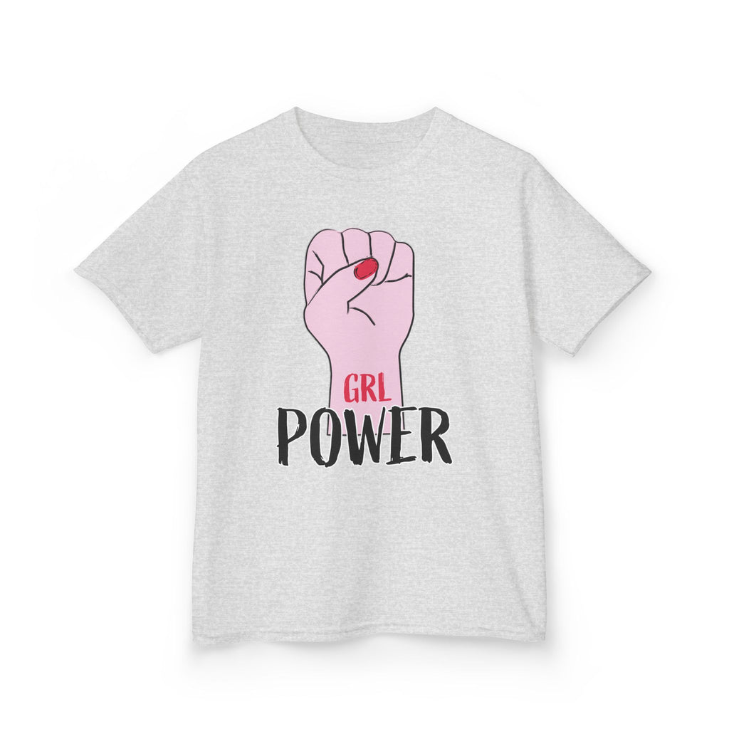 Kids Tee — "GRL Power" Pink Fist Graphic