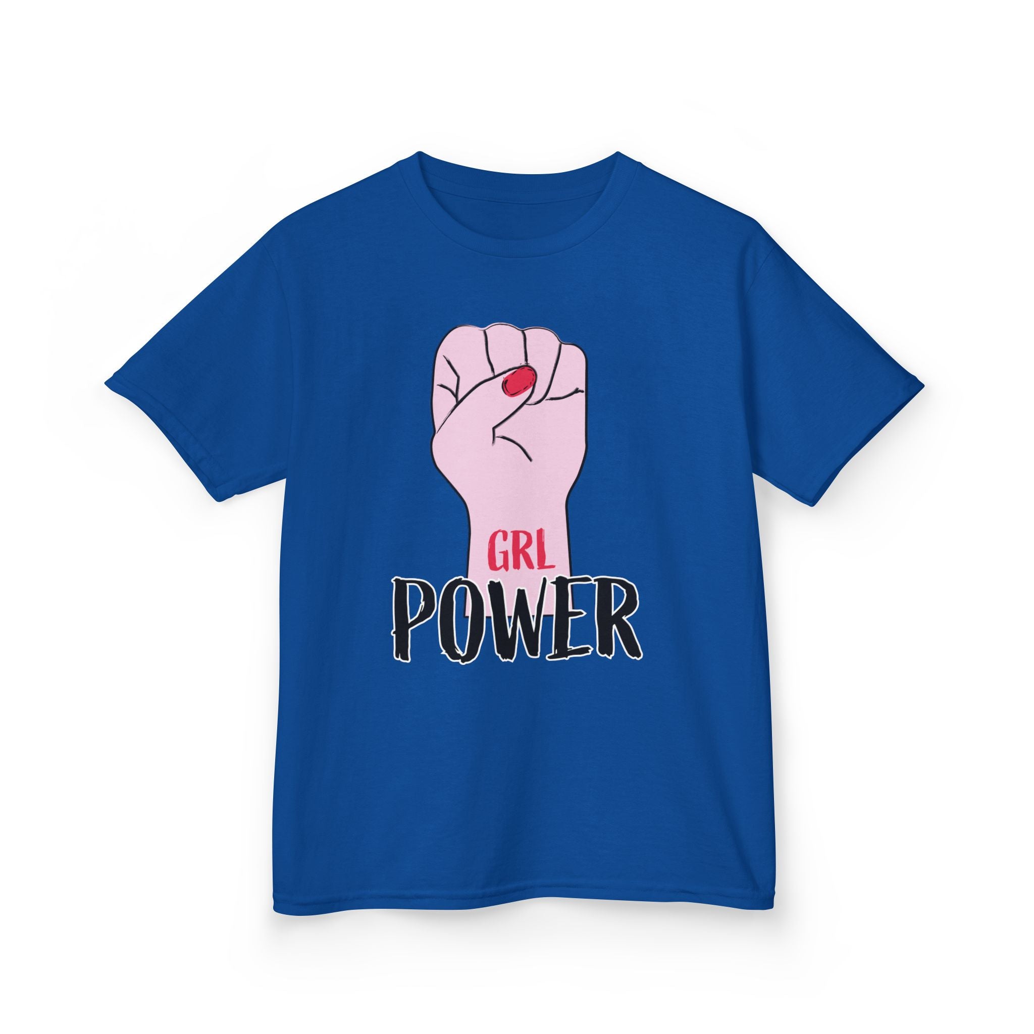 Kids Tee — "GRL Power" Pink Fist Graphic
