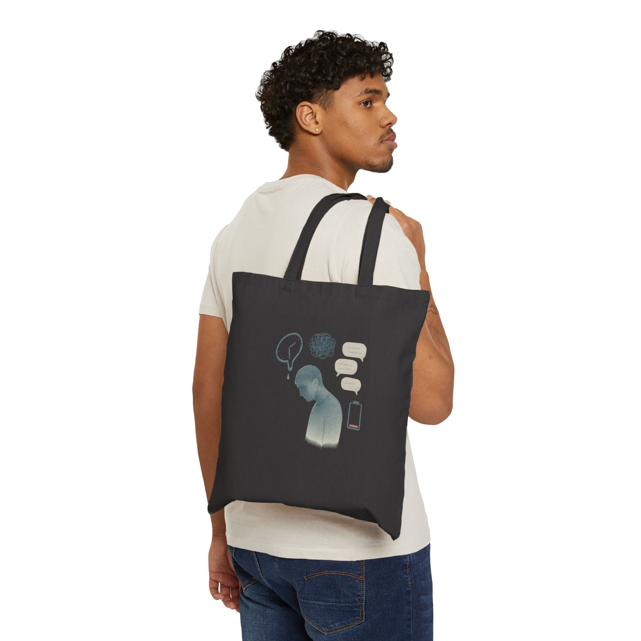 Canvas Tote Bag — Mental Health Awareness Silhouette Design