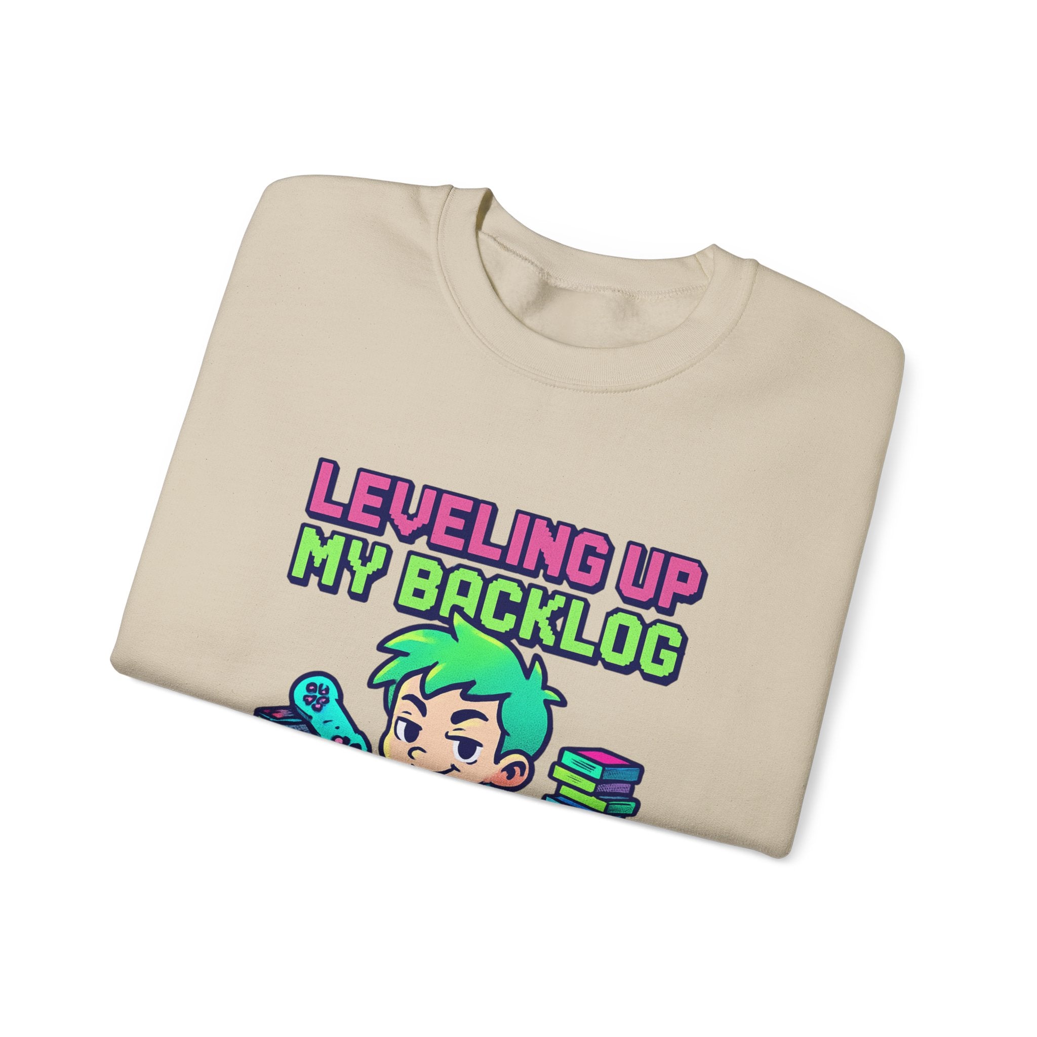 Crewneck Sweatshirt — "Leveling Up My Backlog" Gamer Graphic
