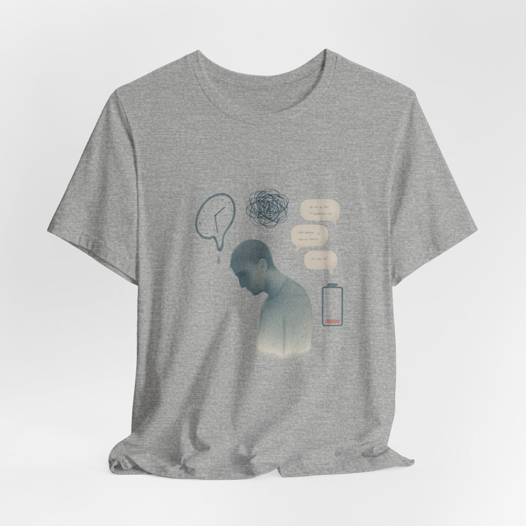Mental Health Awareness T‑Shirt — Anxious Thoughts Illustration Tee