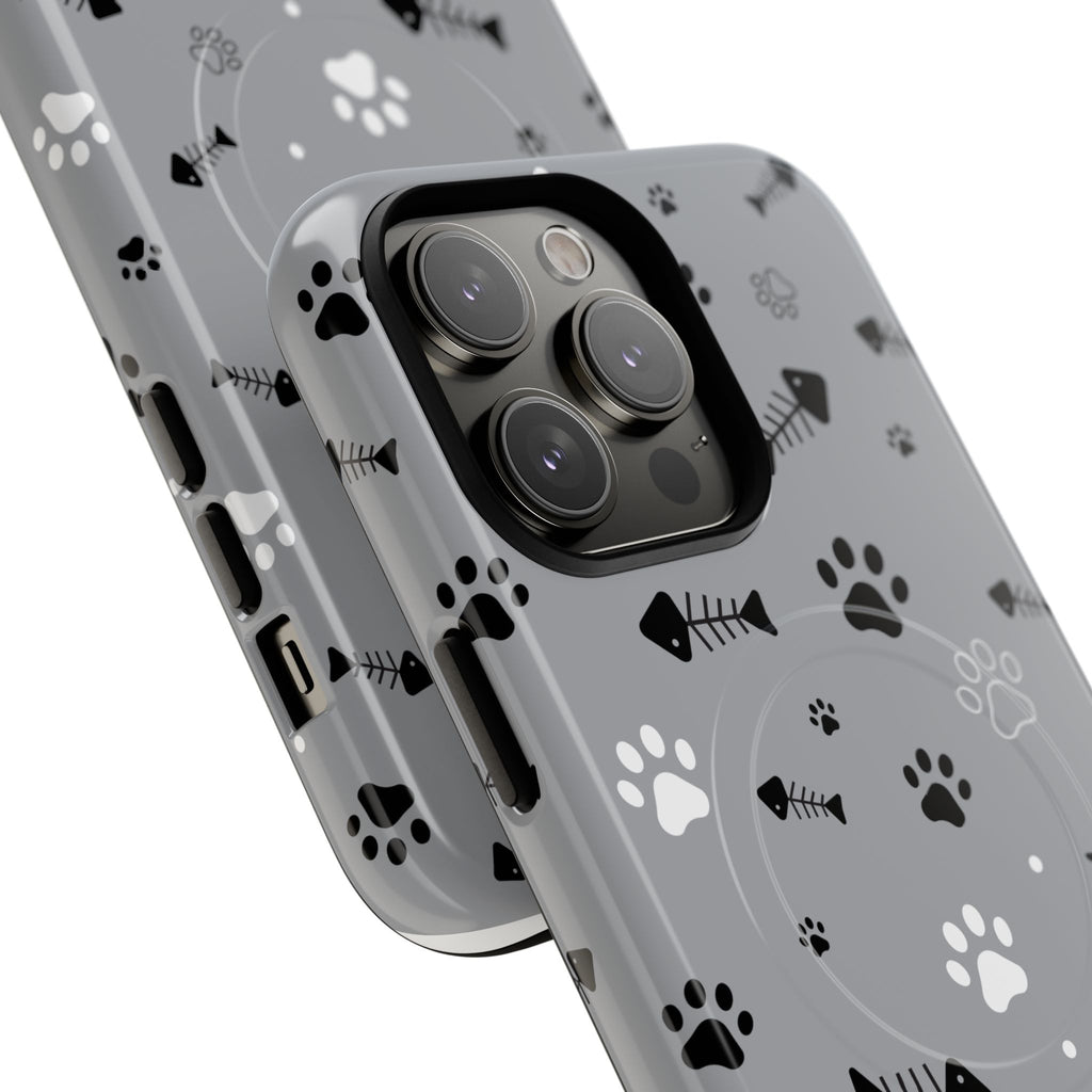 Cat Paw & Fishbone Tough Magnetic Phone Case