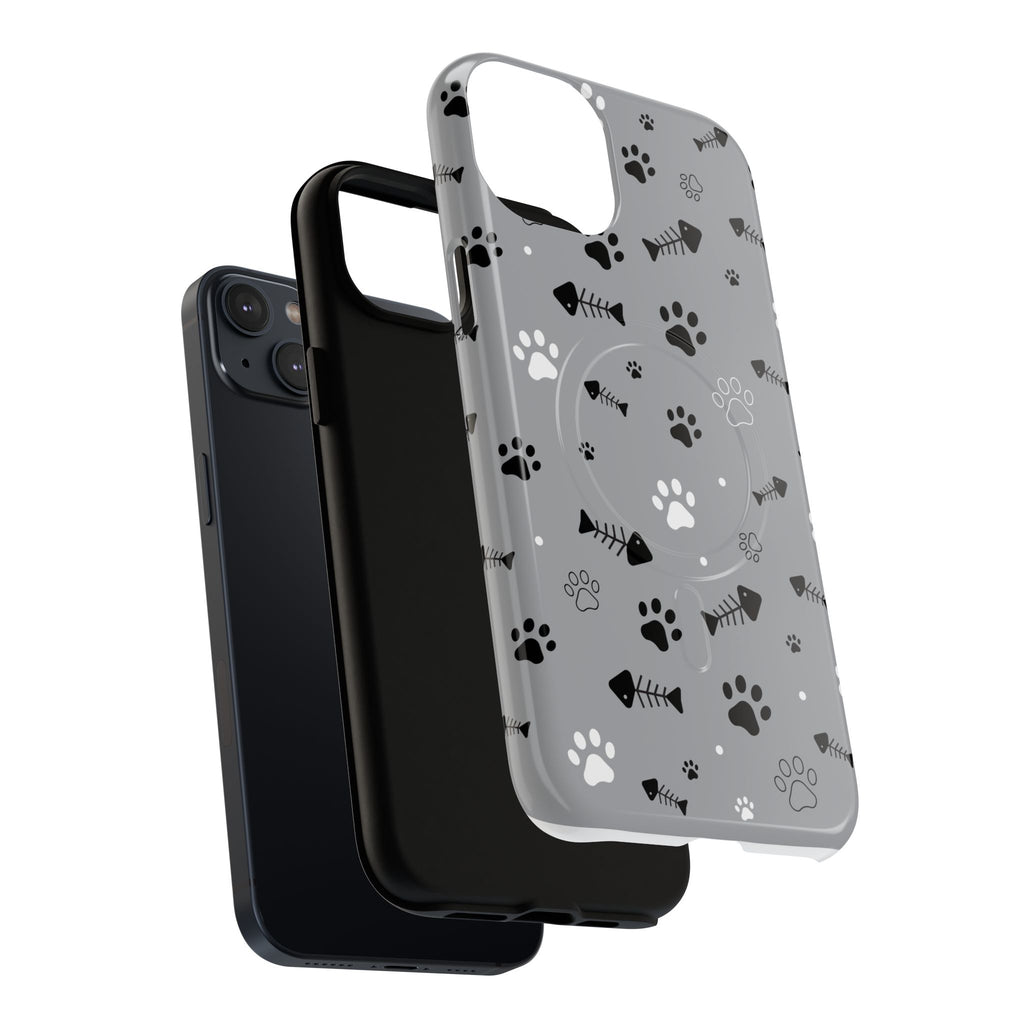 Cat Paw & Fishbone Tough Magnetic Phone Case