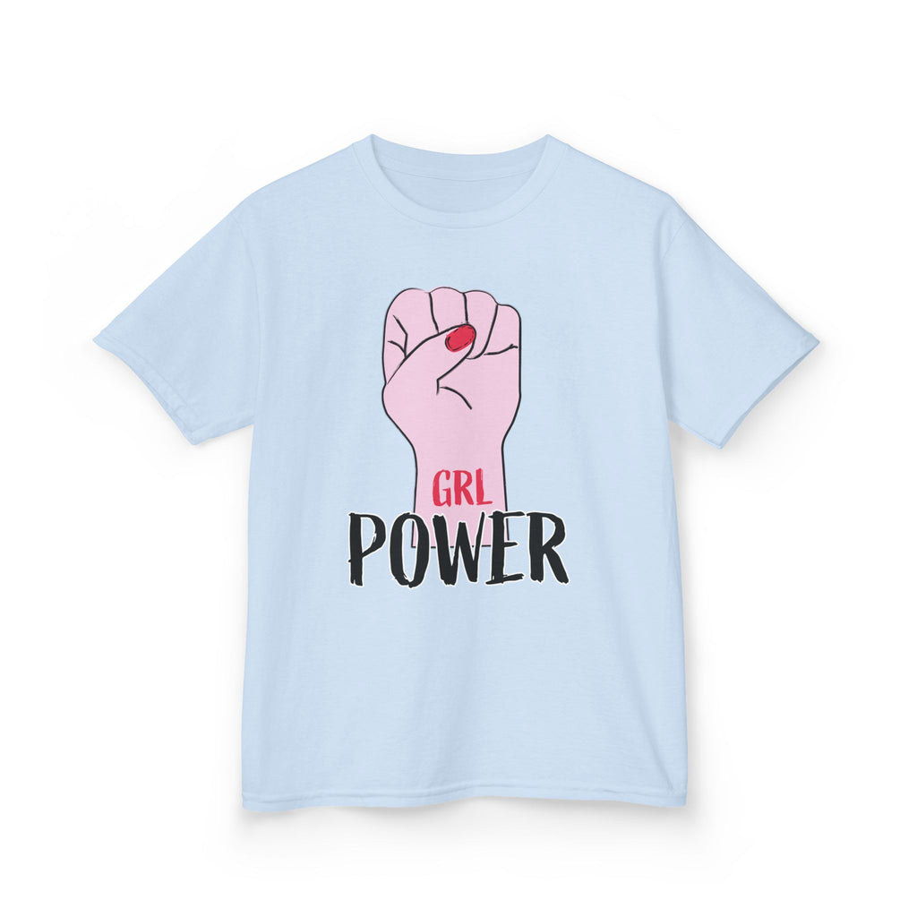 Kids Tee — "GRL Power" Pink Fist Graphic