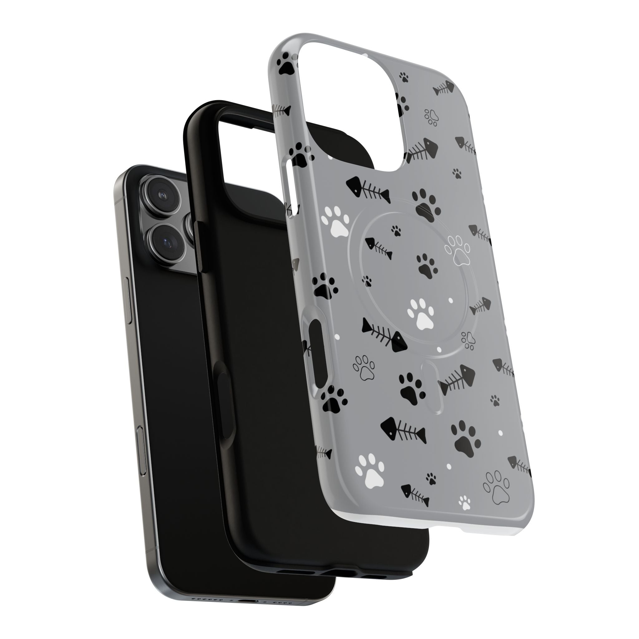 Cat Paw & Fishbone Tough Magnetic Phone Case