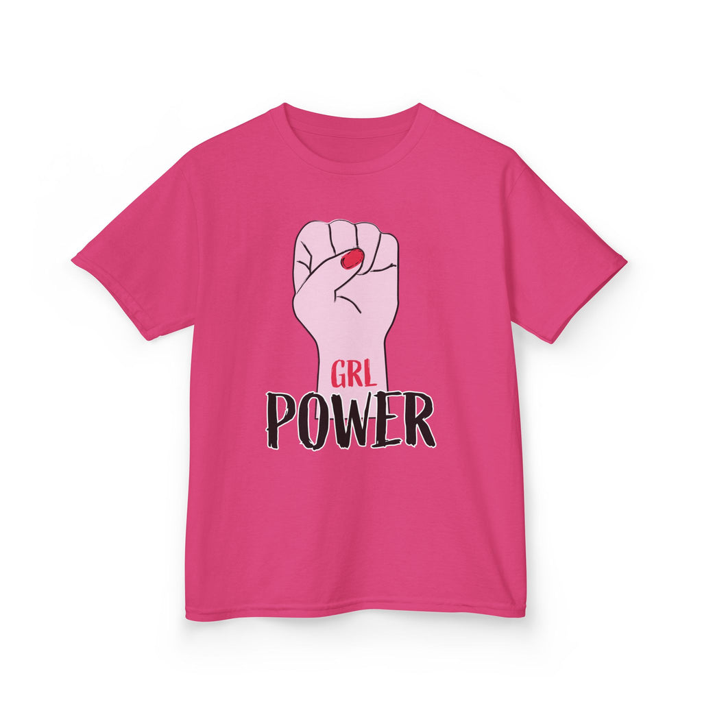 Kids Tee — "GRL Power" Pink Fist Graphic