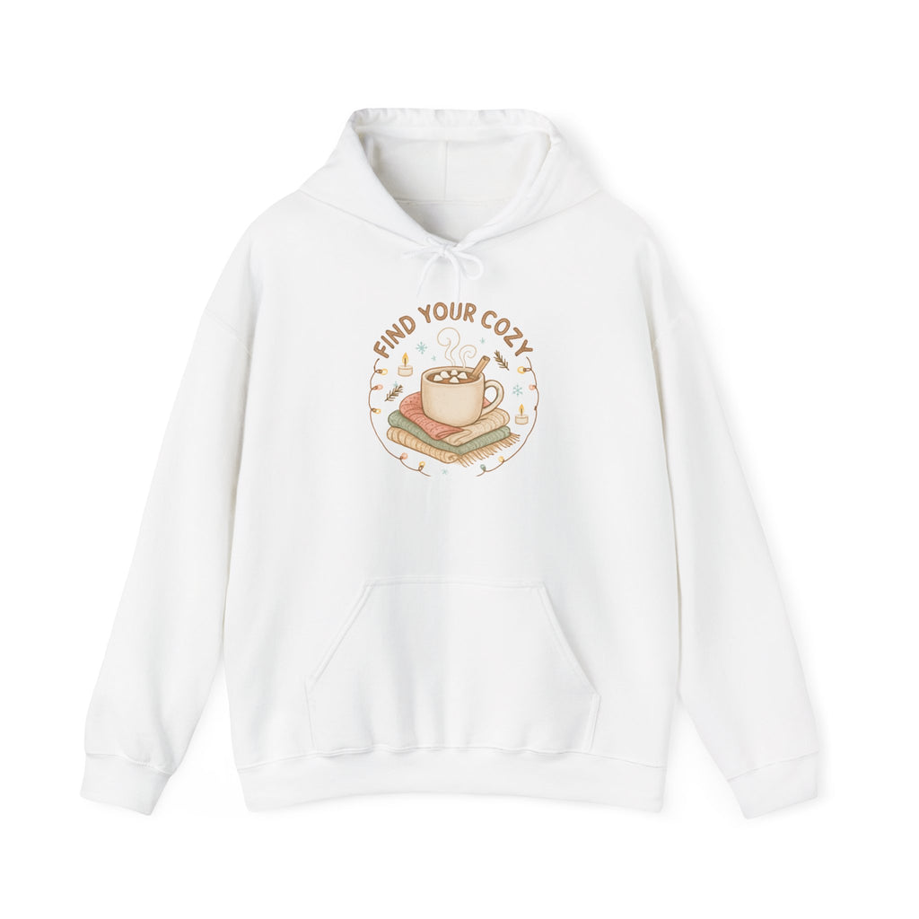 Cozy Coffee & Books Hoodie — "Find Your Cozy" Pullover