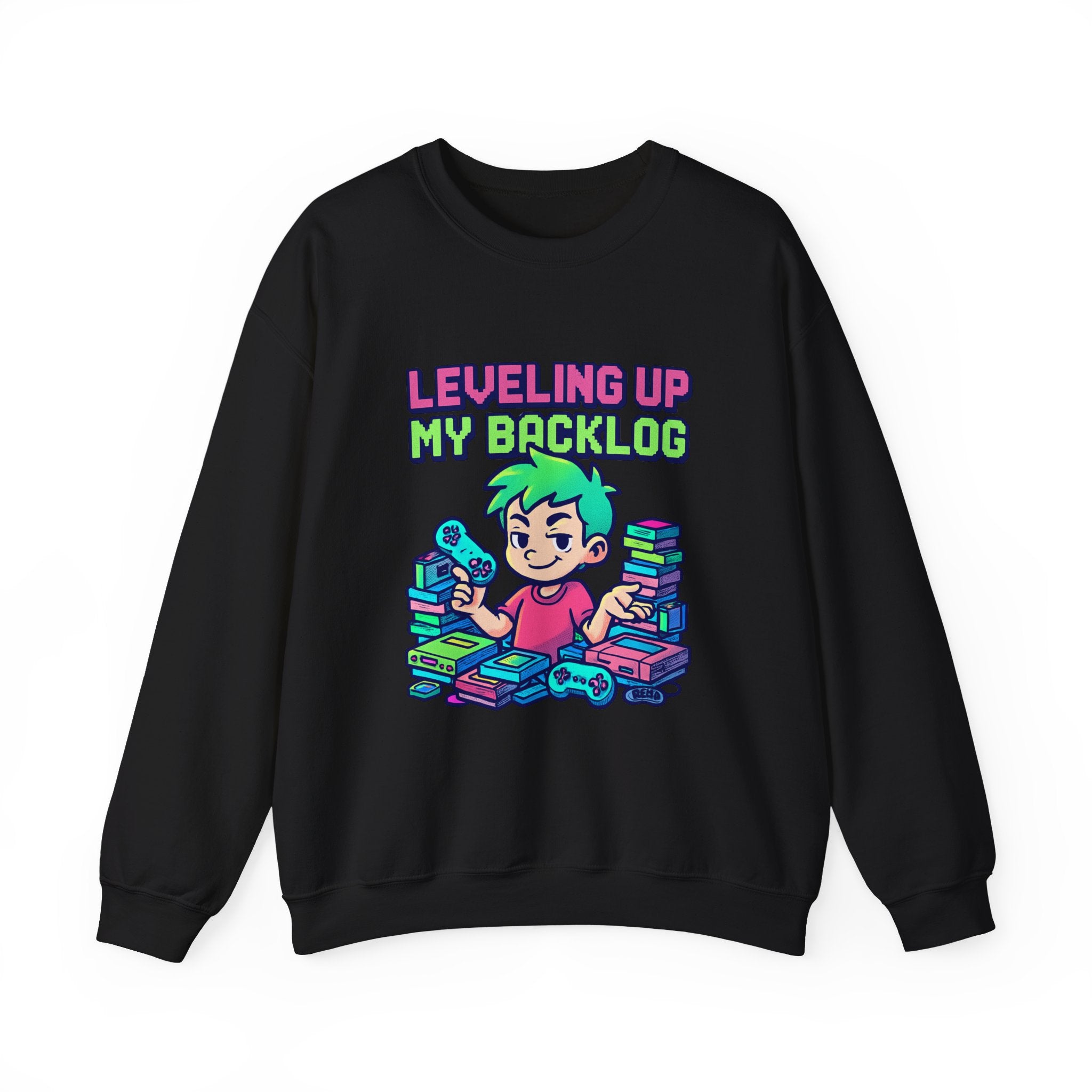 Crewneck Sweatshirt — "Leveling Up My Backlog" Gamer Graphic