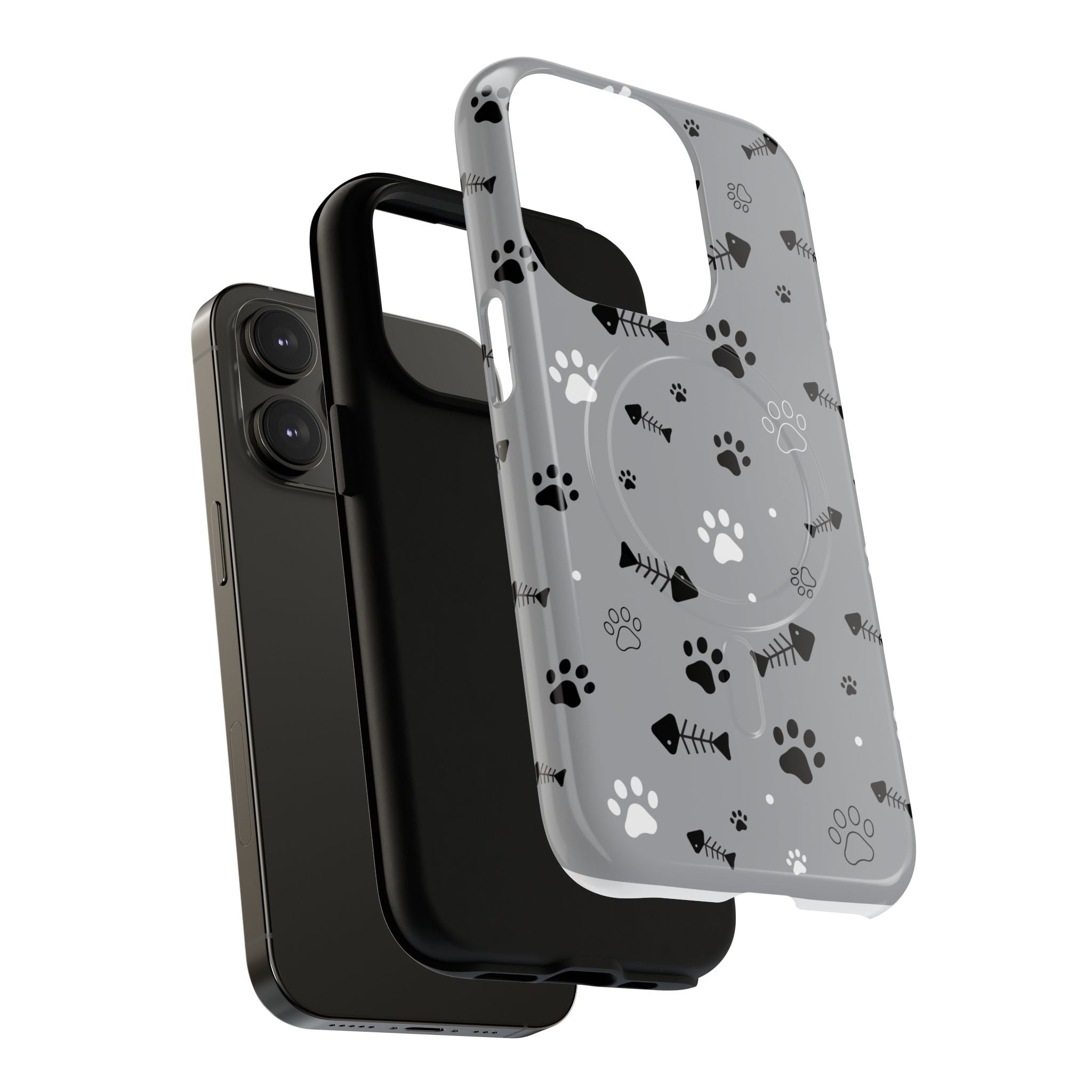 Cat Paw & Fishbone Tough Magnetic Phone Case