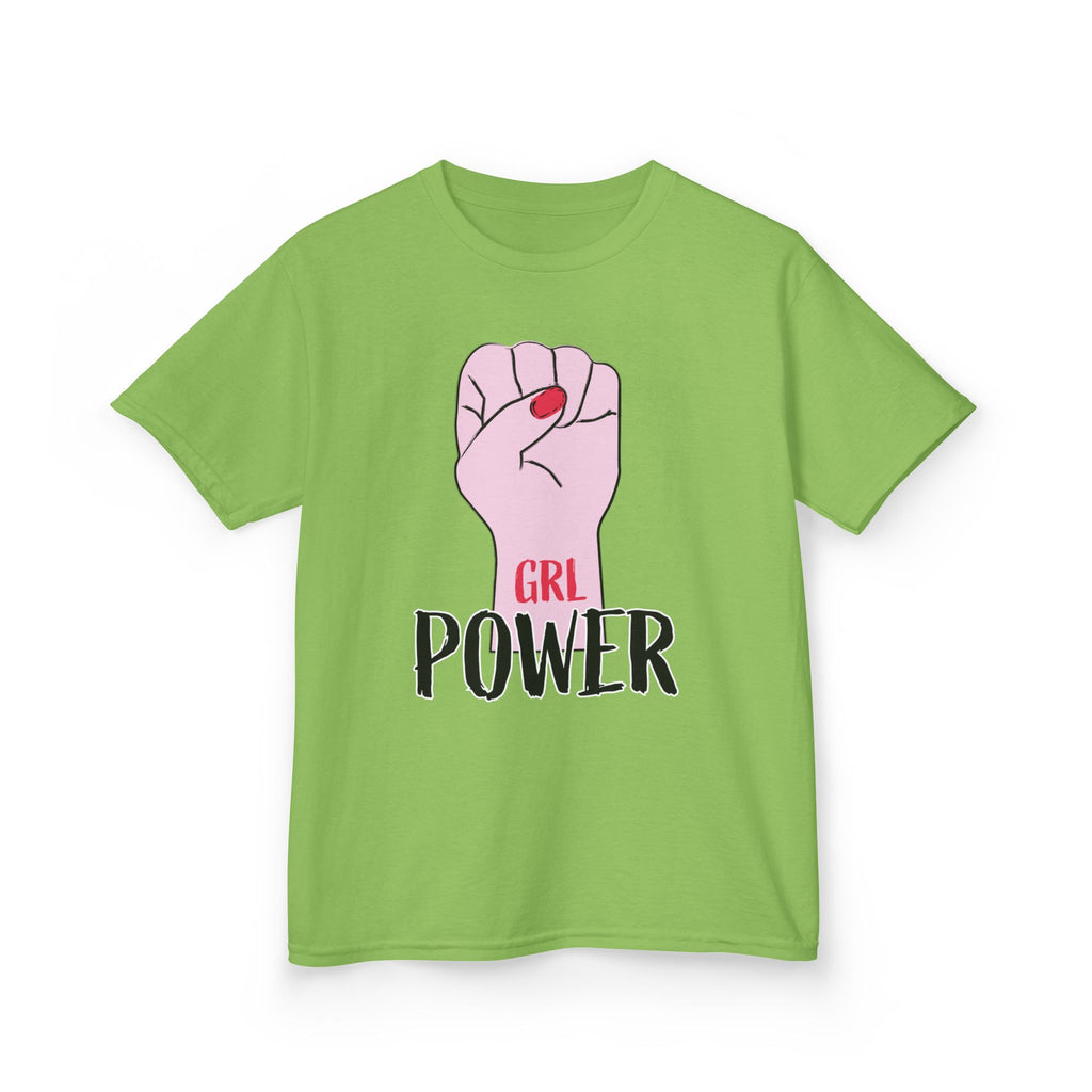 Kids Tee — "GRL Power" Pink Fist Graphic