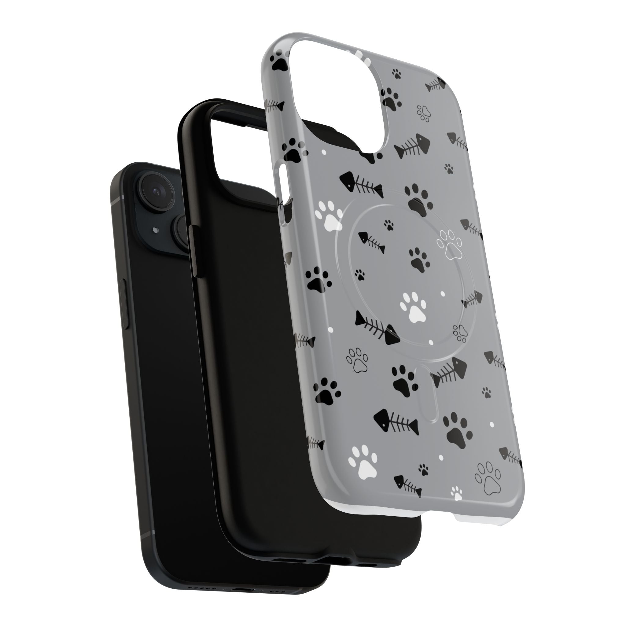 Cat Paw & Fishbone Tough Magnetic Phone Case