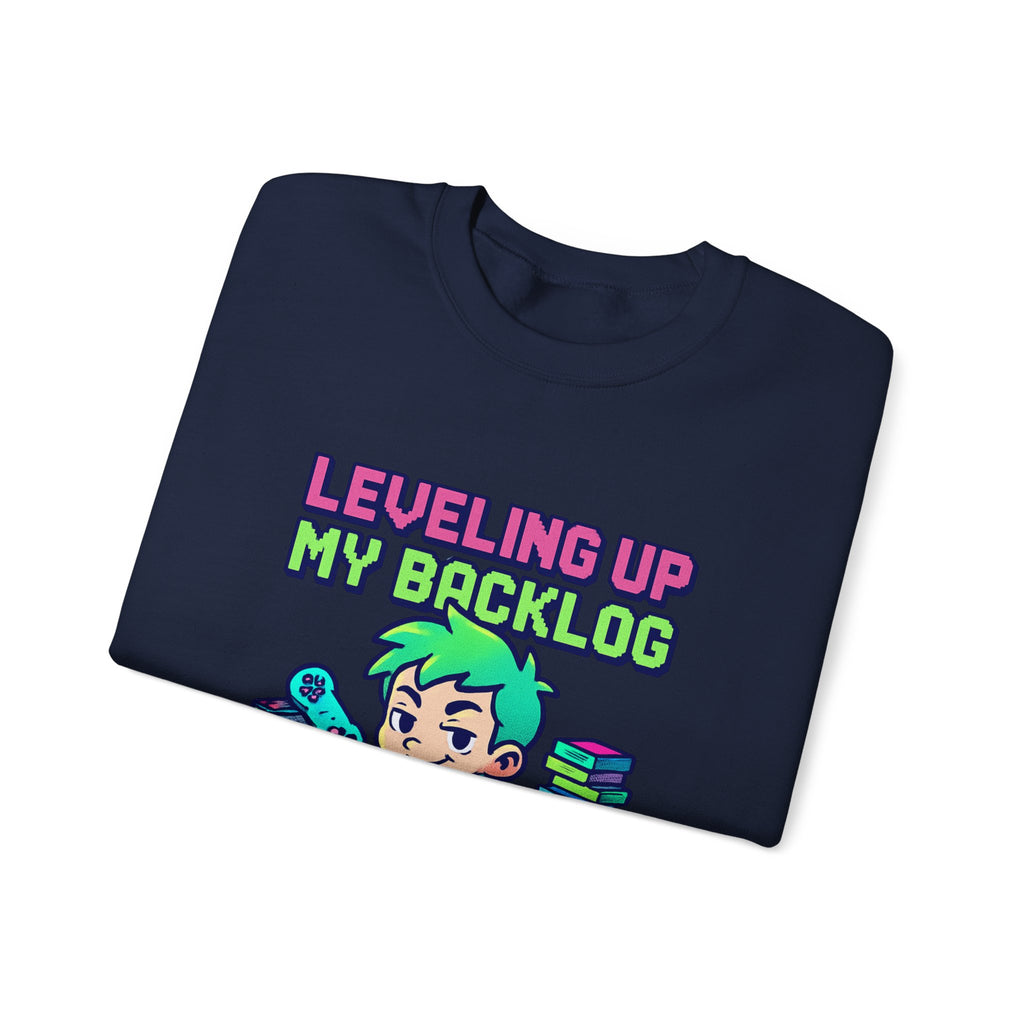 Crewneck Sweatshirt — "Leveling Up My Backlog" Gamer Graphic
