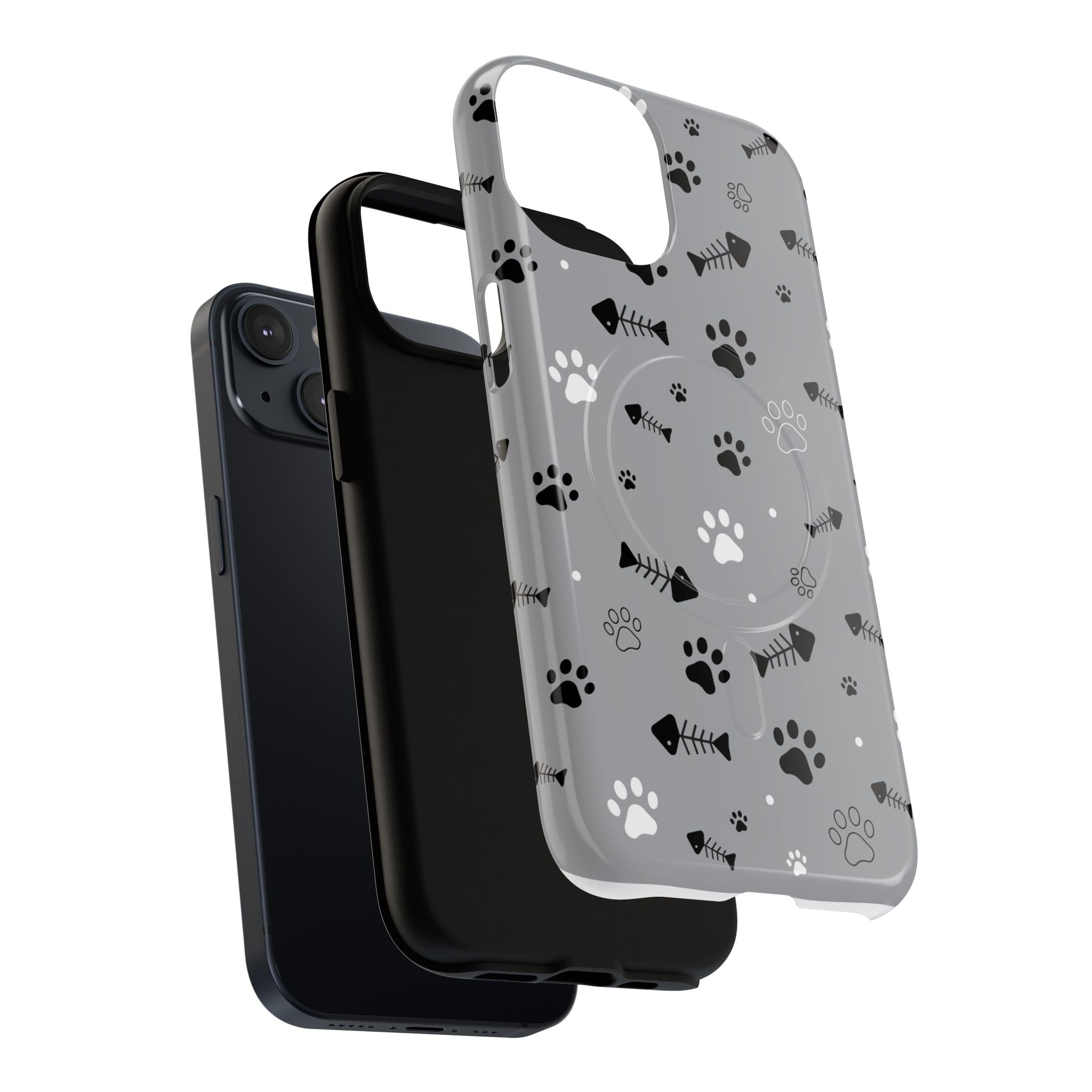 Cat Paw & Fishbone Tough Magnetic Phone Case