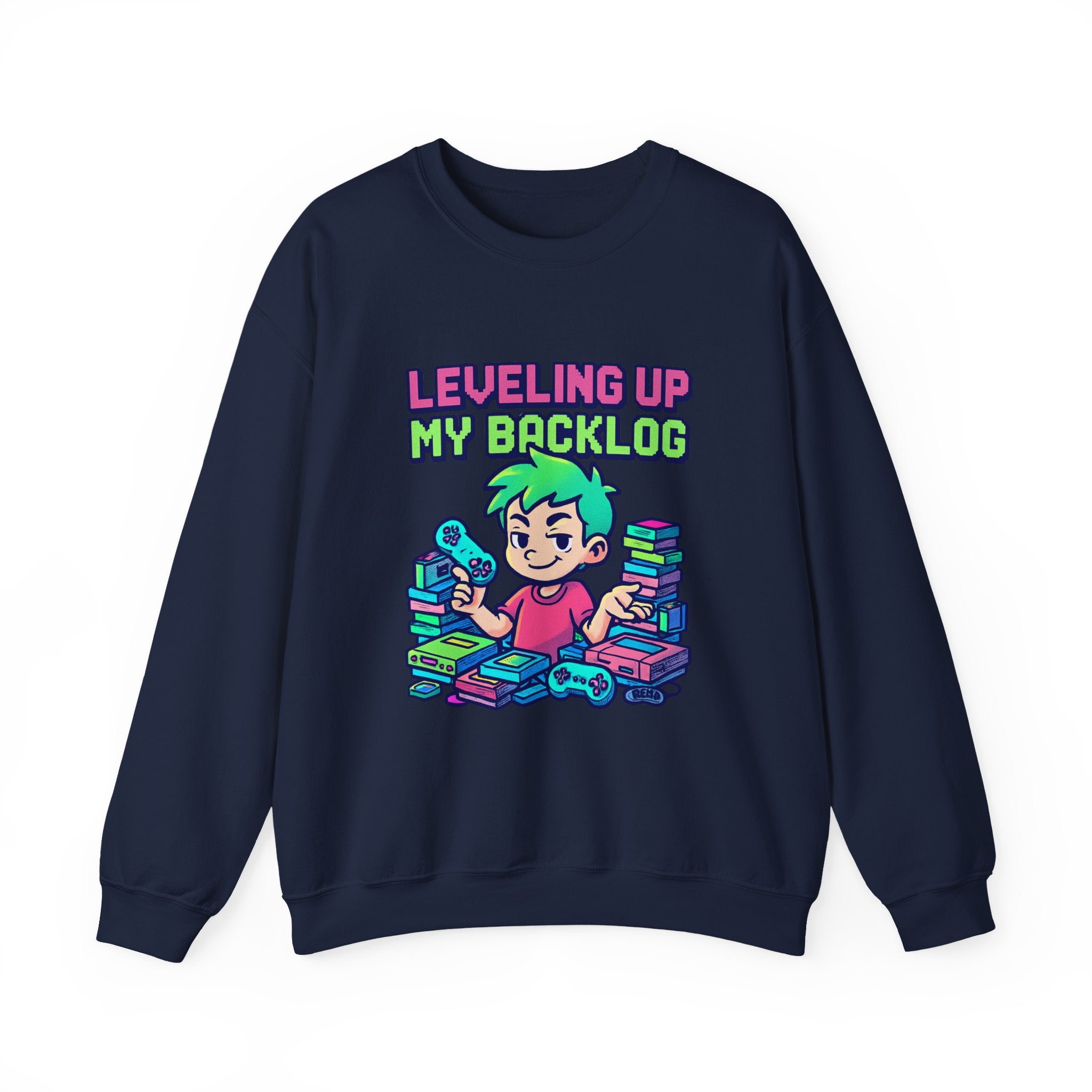 Crewneck Sweatshirt — "Leveling Up My Backlog" Gamer Graphic