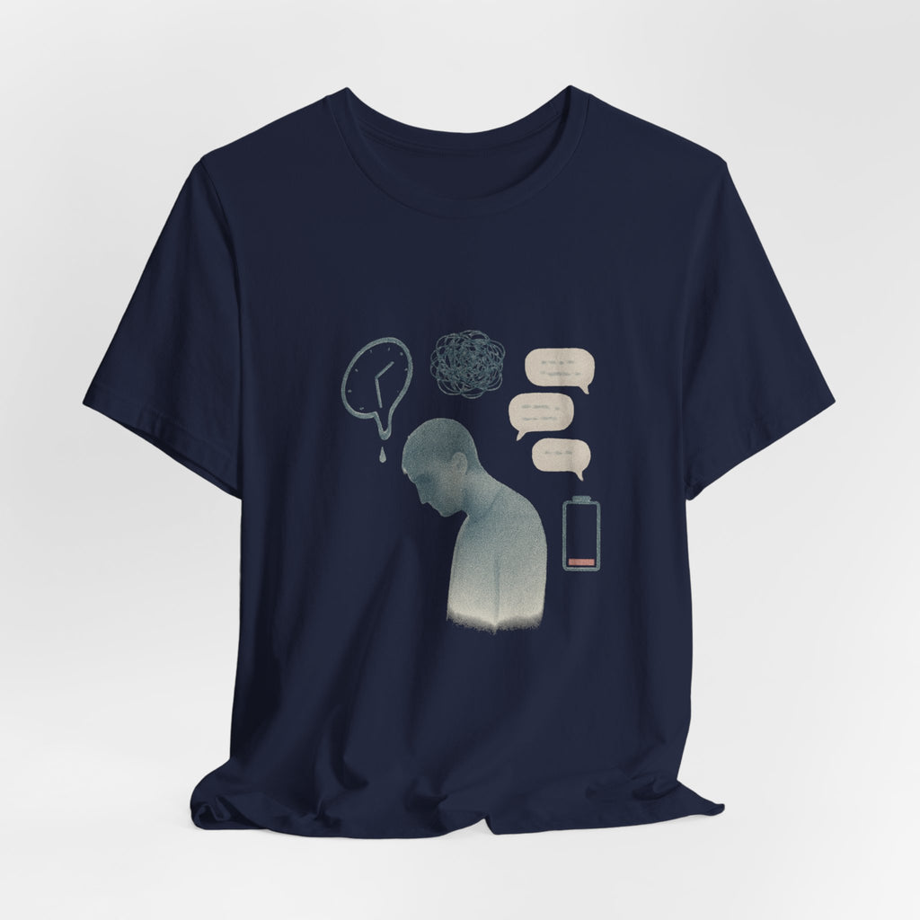 Mental Health Awareness T‑Shirt — Anxious Thoughts Illustration Tee