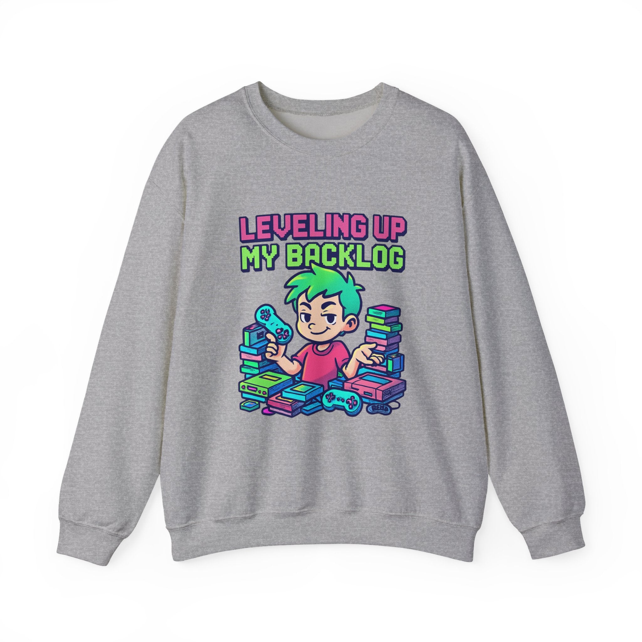 Crewneck Sweatshirt — "Leveling Up My Backlog" Gamer Graphic