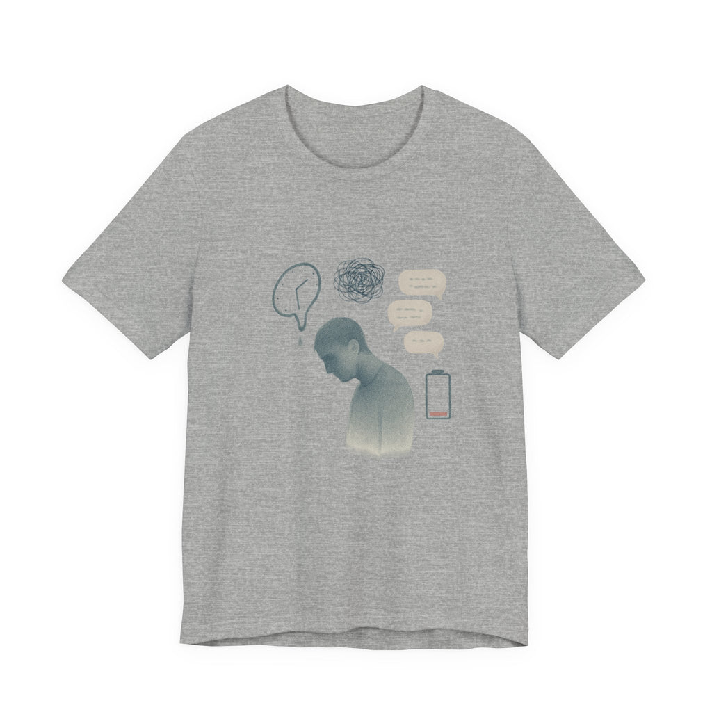 Mental Health Awareness T‑Shirt — Anxious Thoughts Illustration Tee