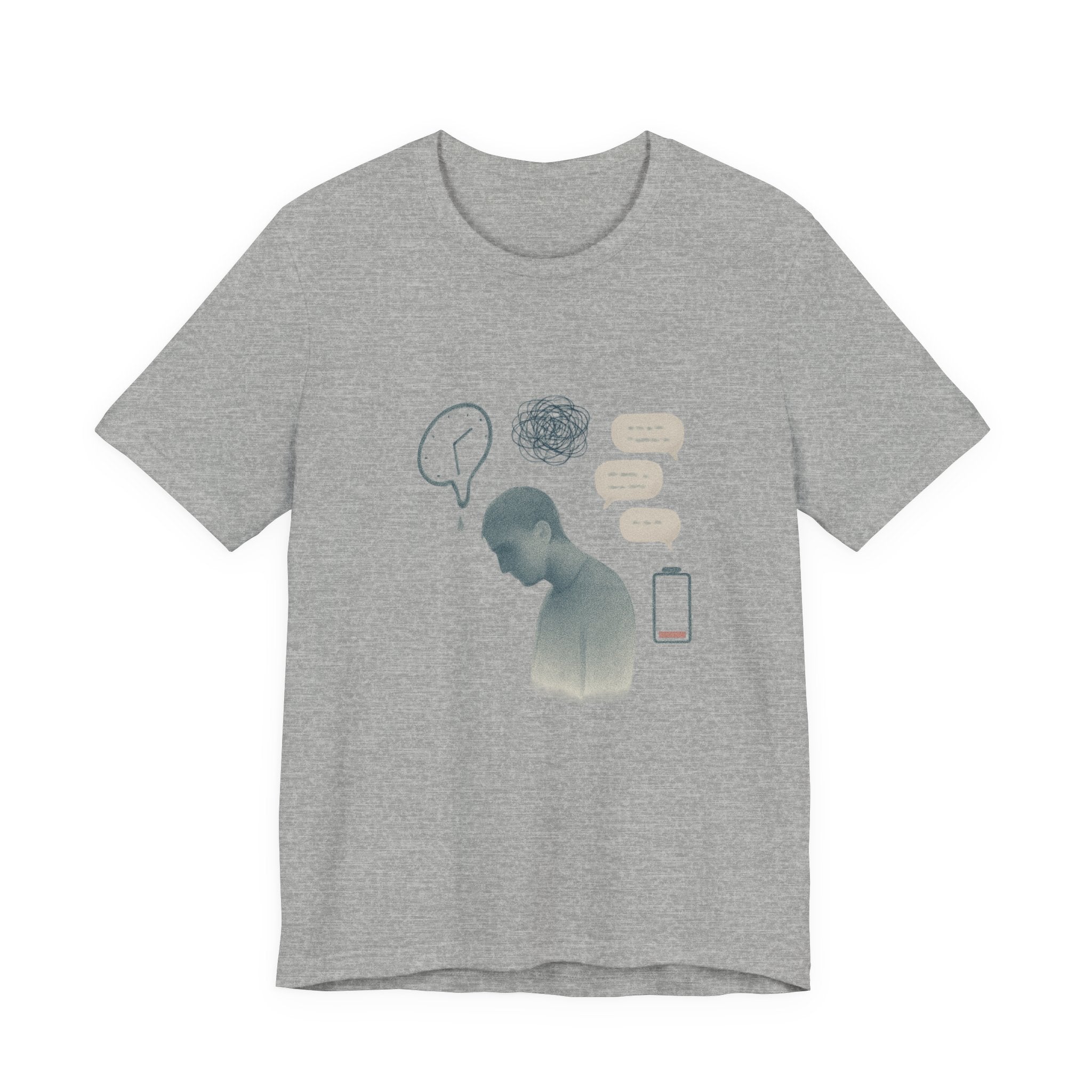 Mental Health Awareness T‑Shirt — Anxious Thoughts Illustration Tee