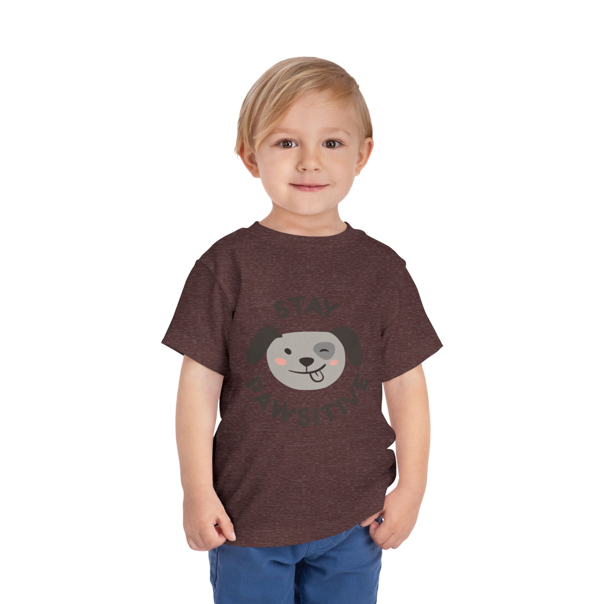 Toddler Tee — "Stay Pawsitive" Puppy Graphic Kids Shirt