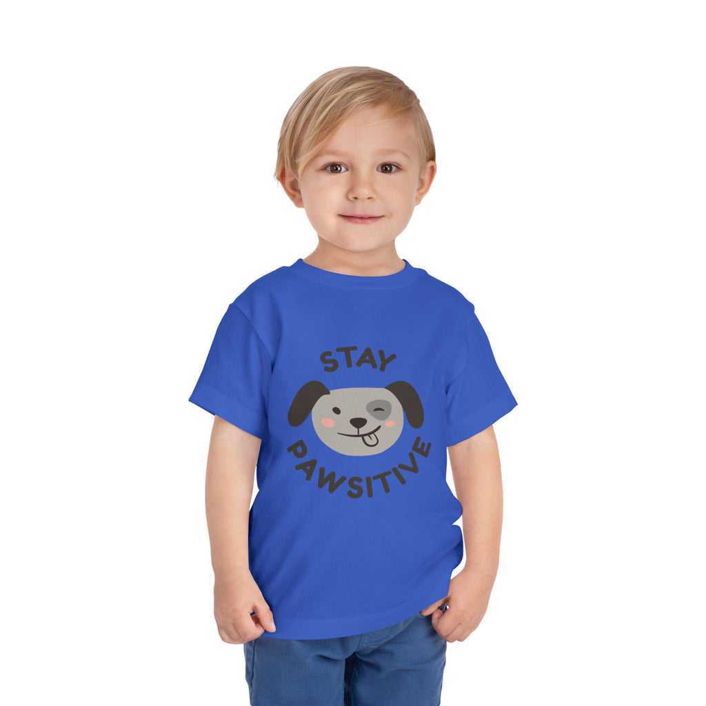 Toddler Tee — "Stay Pawsitive" Puppy Graphic Kids Shirt