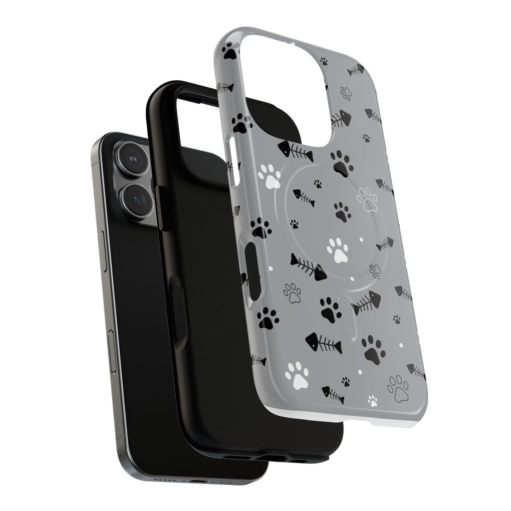 Cat Paw & Fishbone Tough Magnetic Phone Case