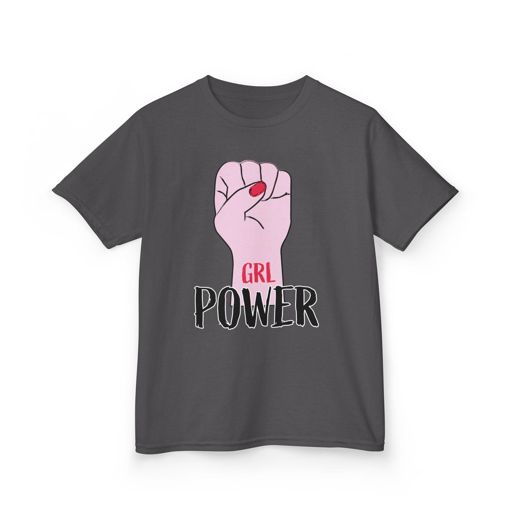 Kids Tee — "GRL Power" Pink Fist Graphic