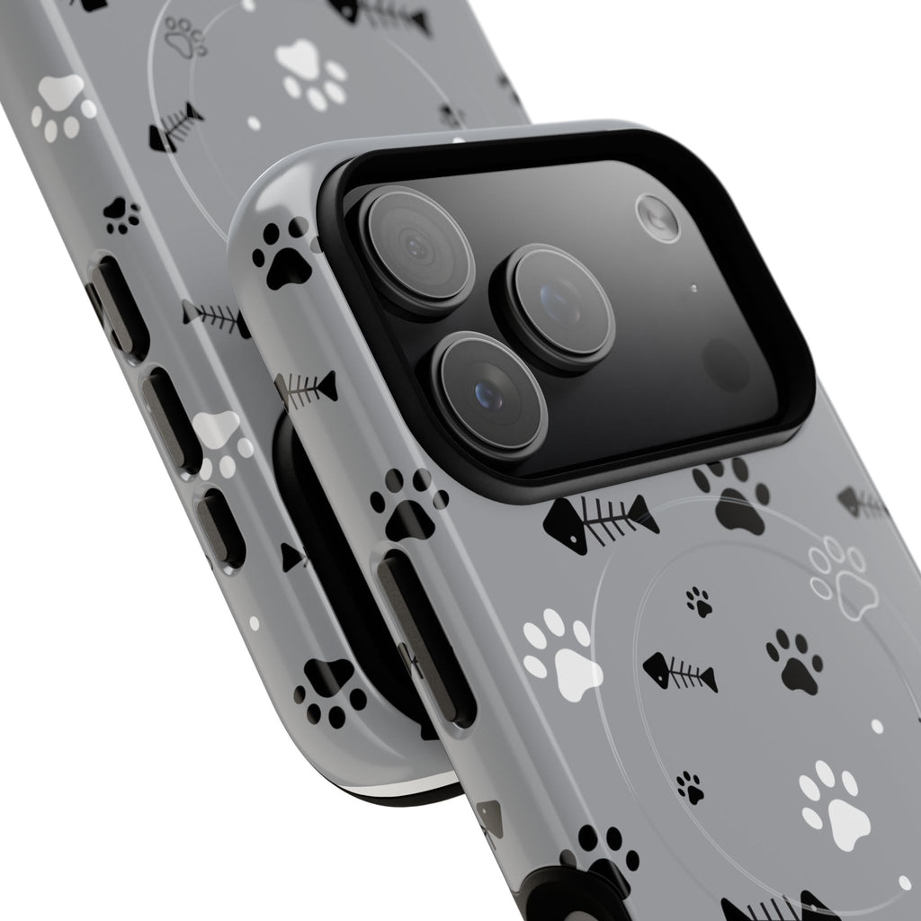 Cat Paw & Fishbone Tough Magnetic Phone Case