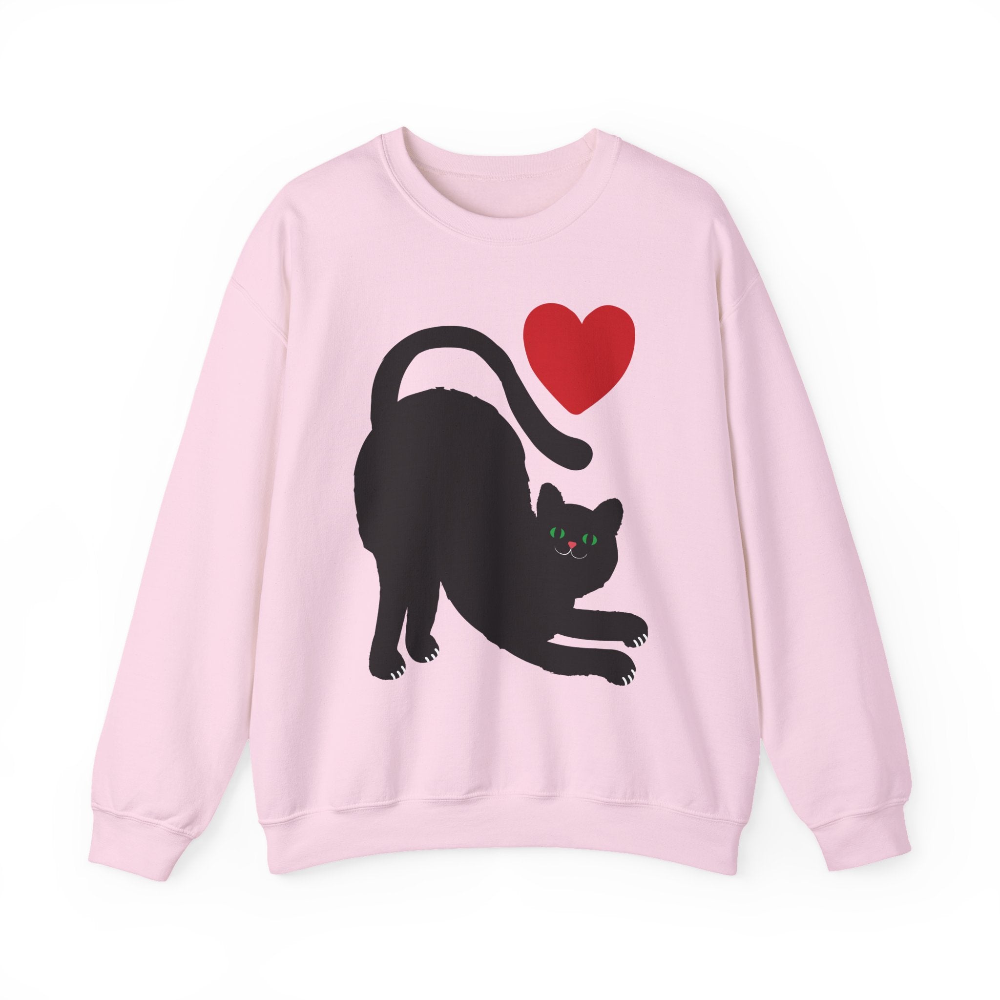 Black Cat Crewneck — Cute Heart Cat Lover