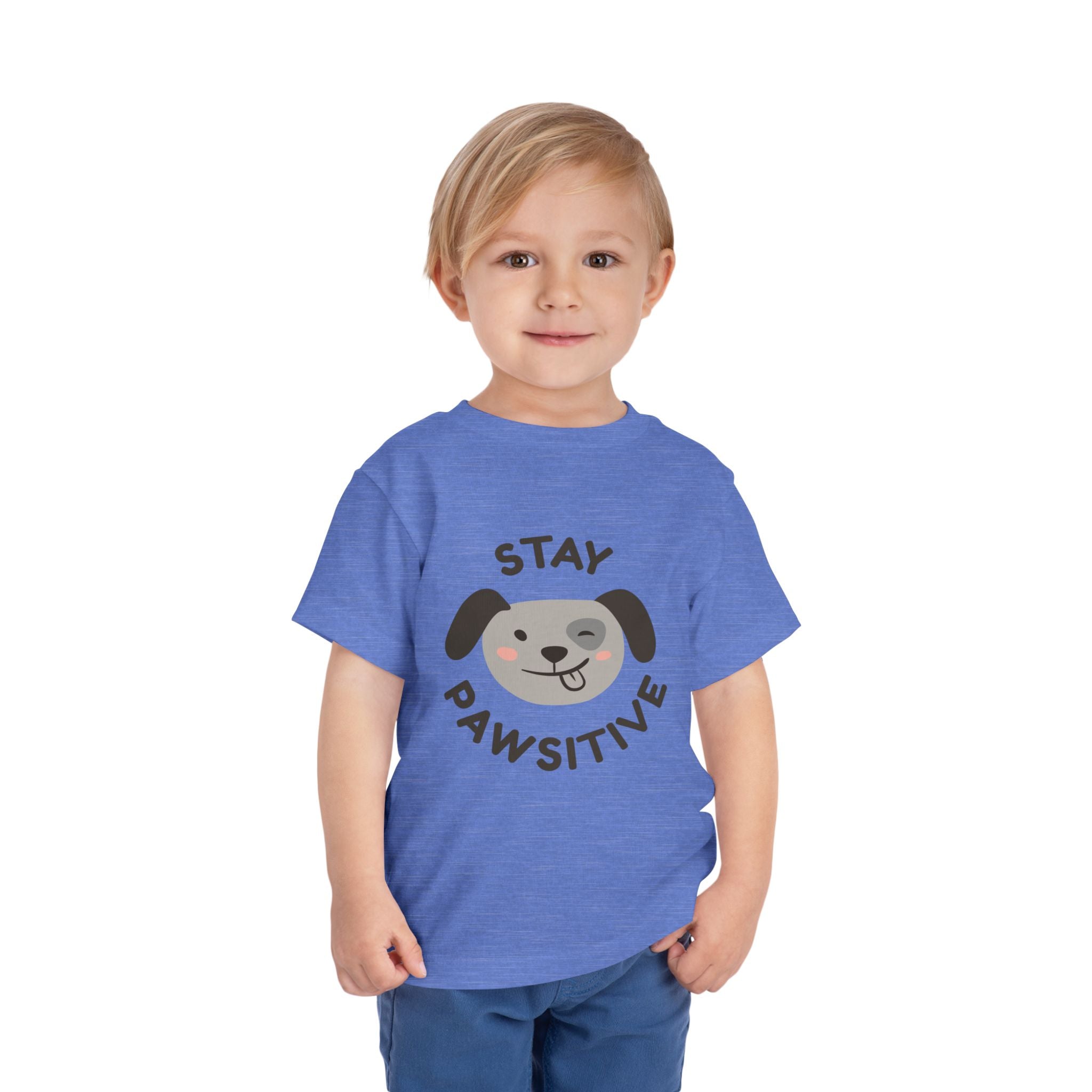 Toddler Tee — "Stay Pawsitive" Puppy Graphic Kids Shirt