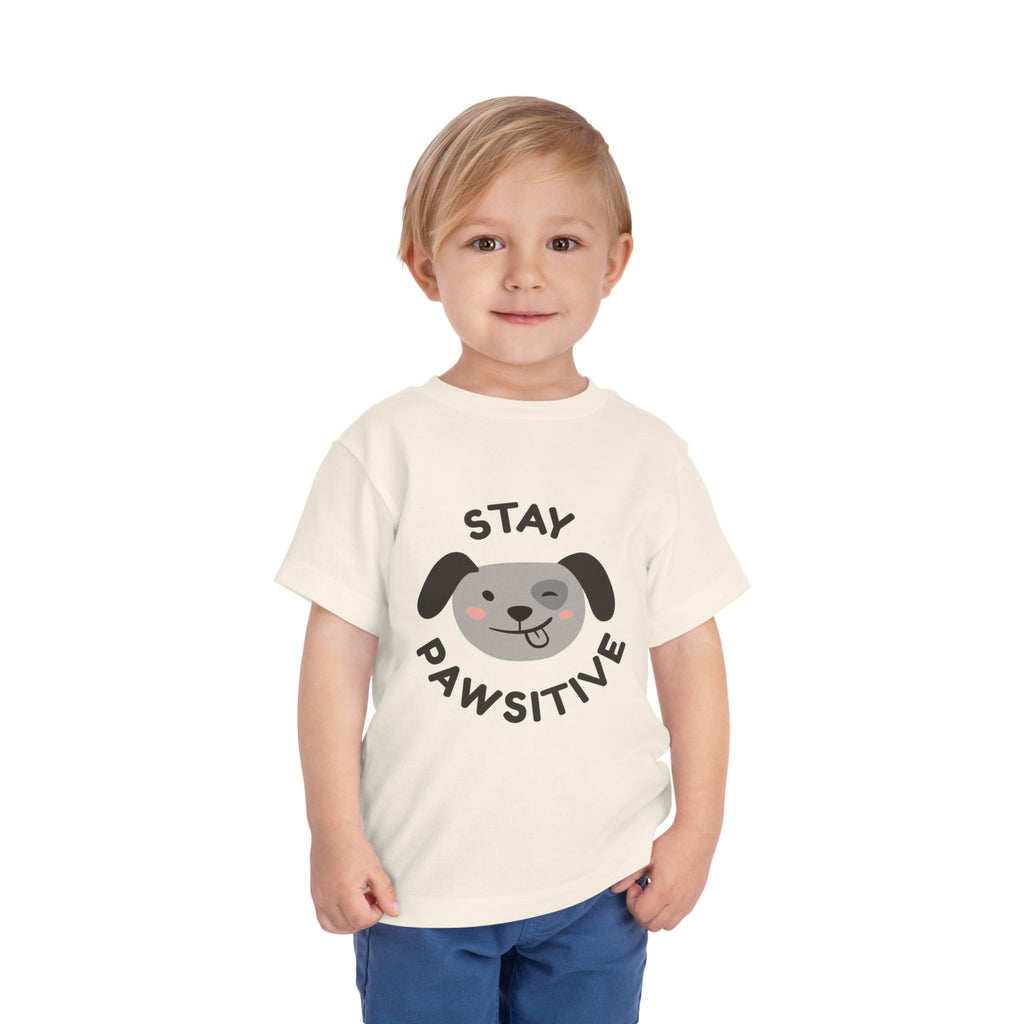 Toddler Tee — "Stay Pawsitive" Puppy Graphic Kids Shirt