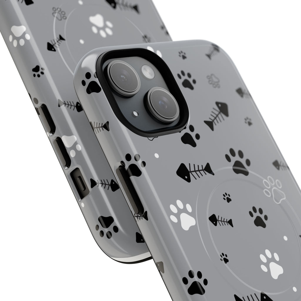 Cat Paw & Fishbone Tough Magnetic Phone Case