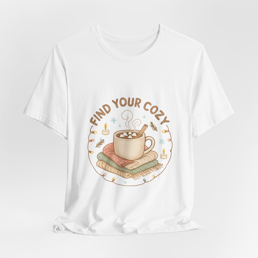 Find Your Cozy Tee — Cute Coffee & Books Graphic T-Shirt