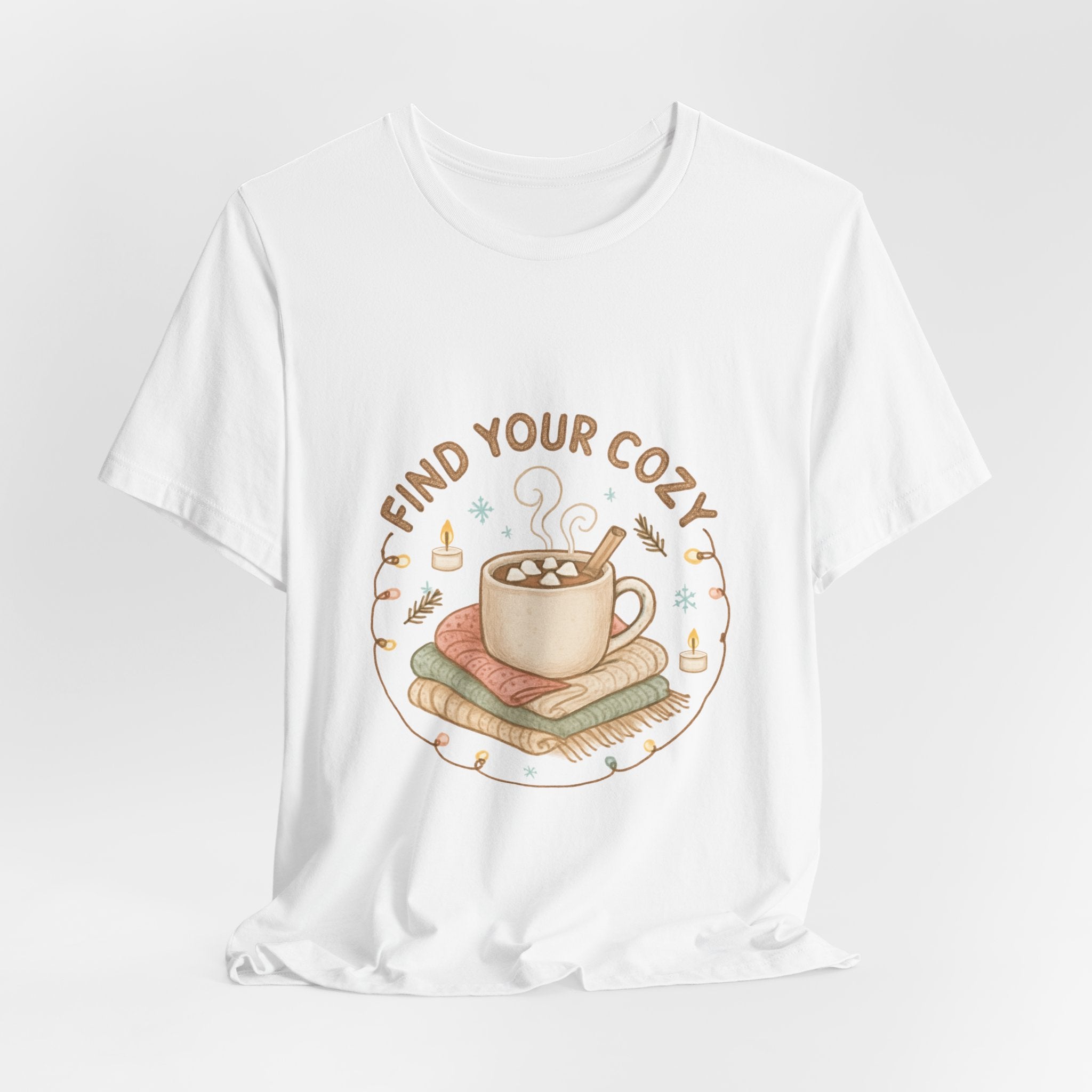 Find Your Cozy Tee — Cute Coffee & Books Graphic T-Shirt