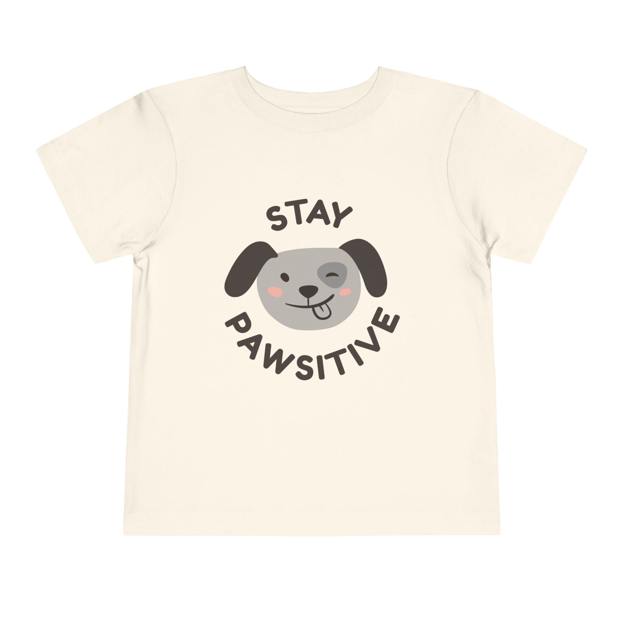 Toddler Tee — "Stay Pawsitive" Puppy Graphic Kids Shirt