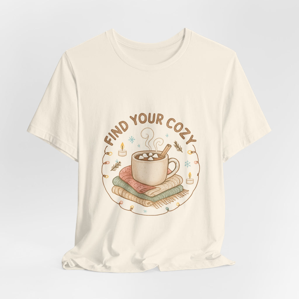 Find Your Cozy Tee — Cute Coffee & Books Graphic T-Shirt