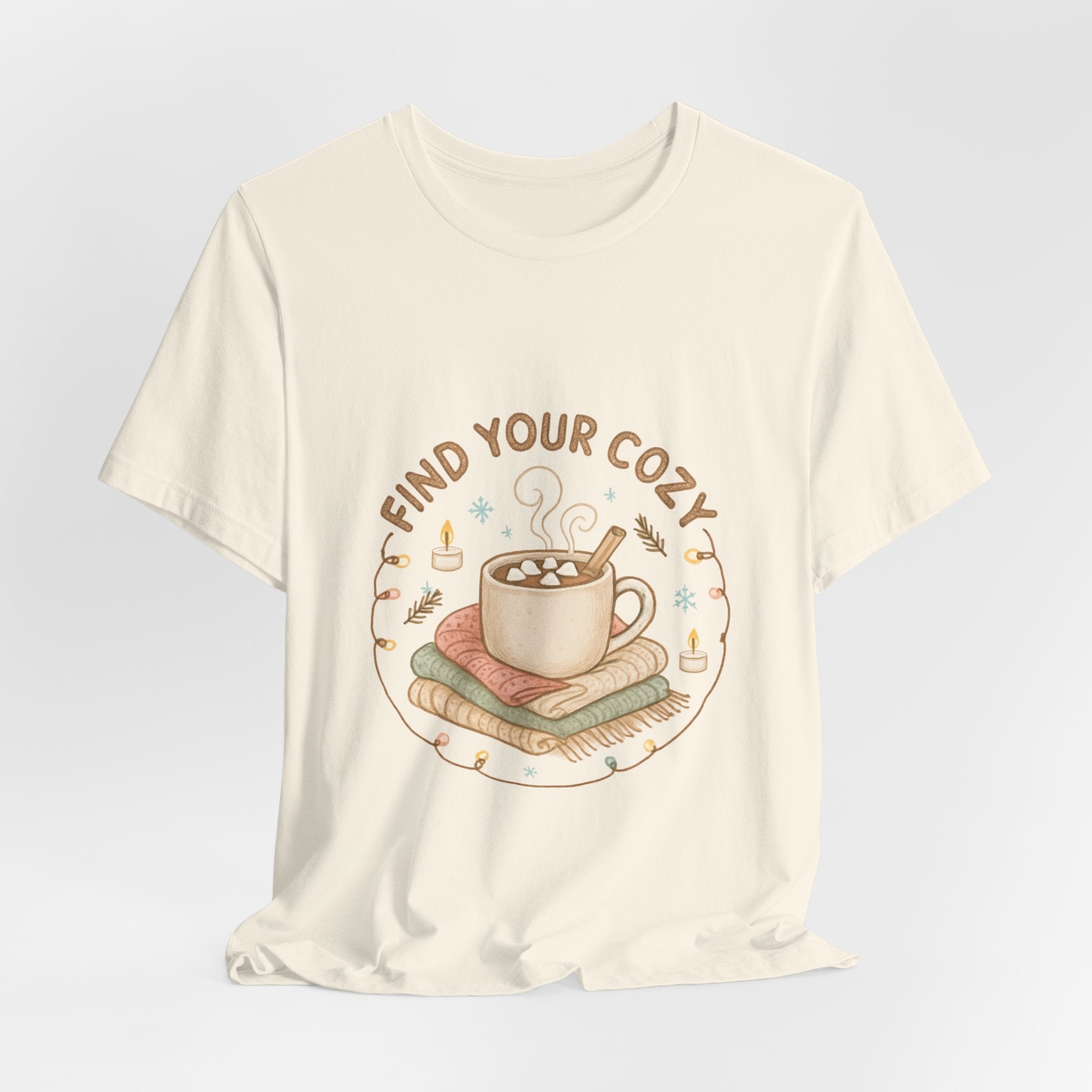 Find Your Cozy Tee — Cute Coffee & Books Graphic T-Shirt
