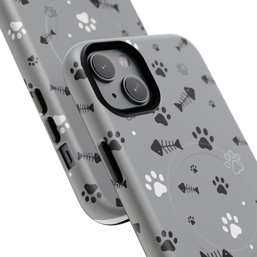 Cat Paw & Fishbone Tough Magnetic Phone Case