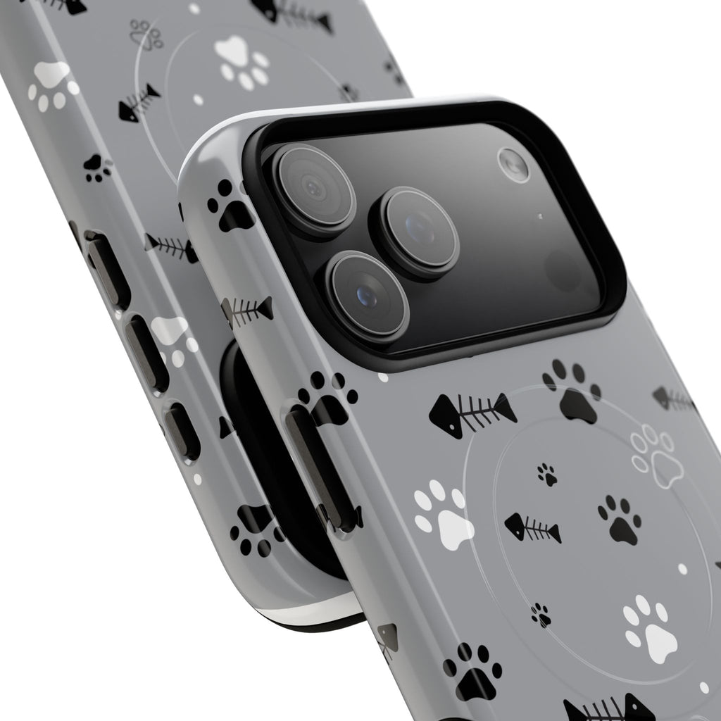 Cat Paw & Fishbone Tough Magnetic Phone Case