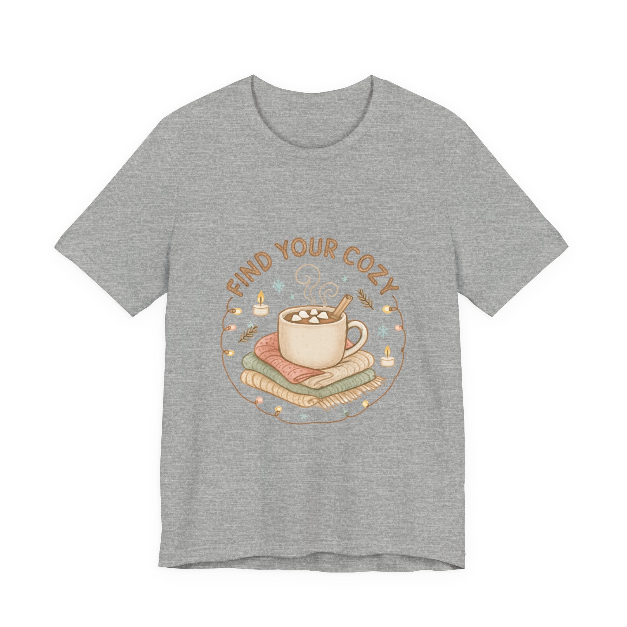 Find Your Cozy Tee — Cute Coffee & Books Graphic T-Shirt