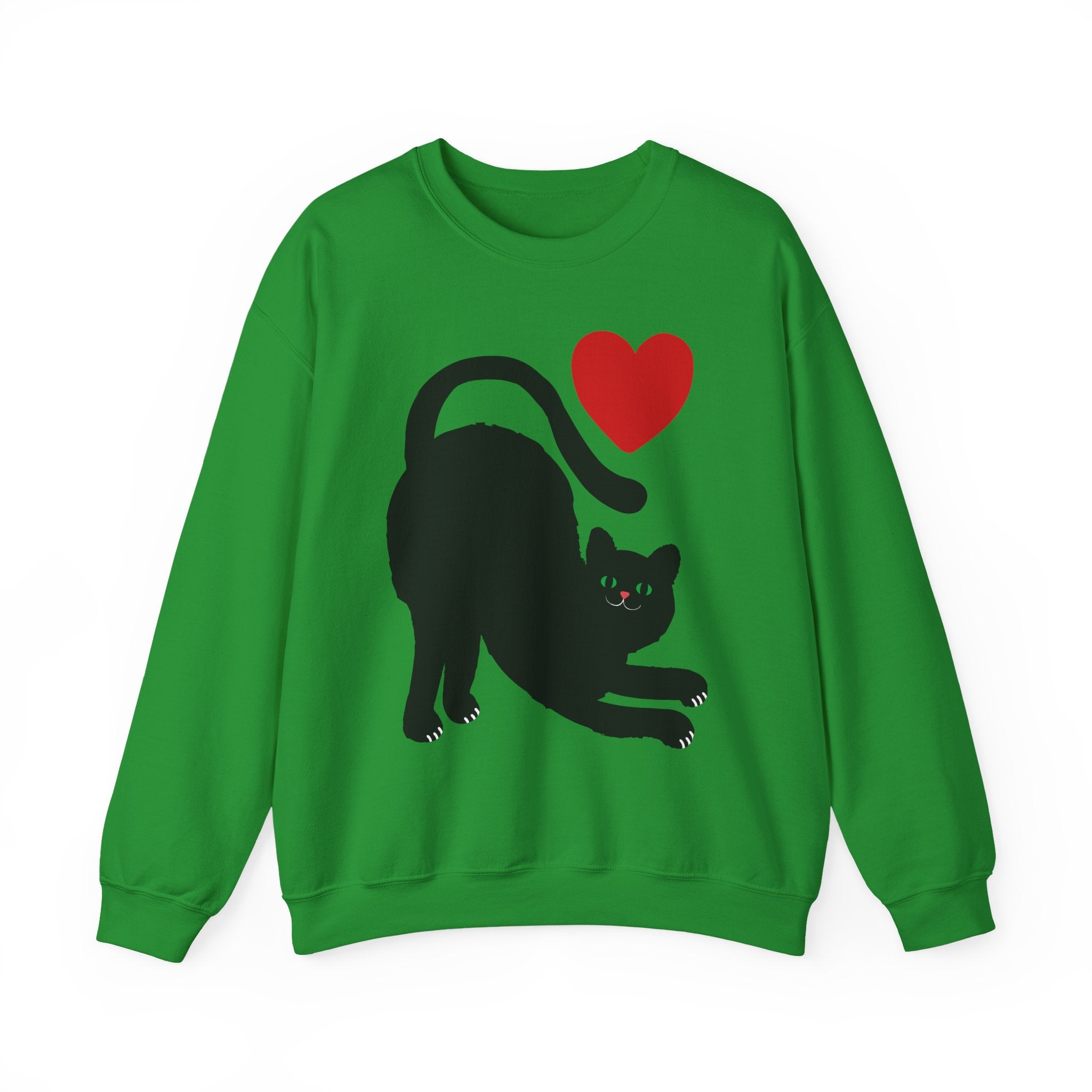 Black Cat Crewneck — Cute Heart Cat Lover