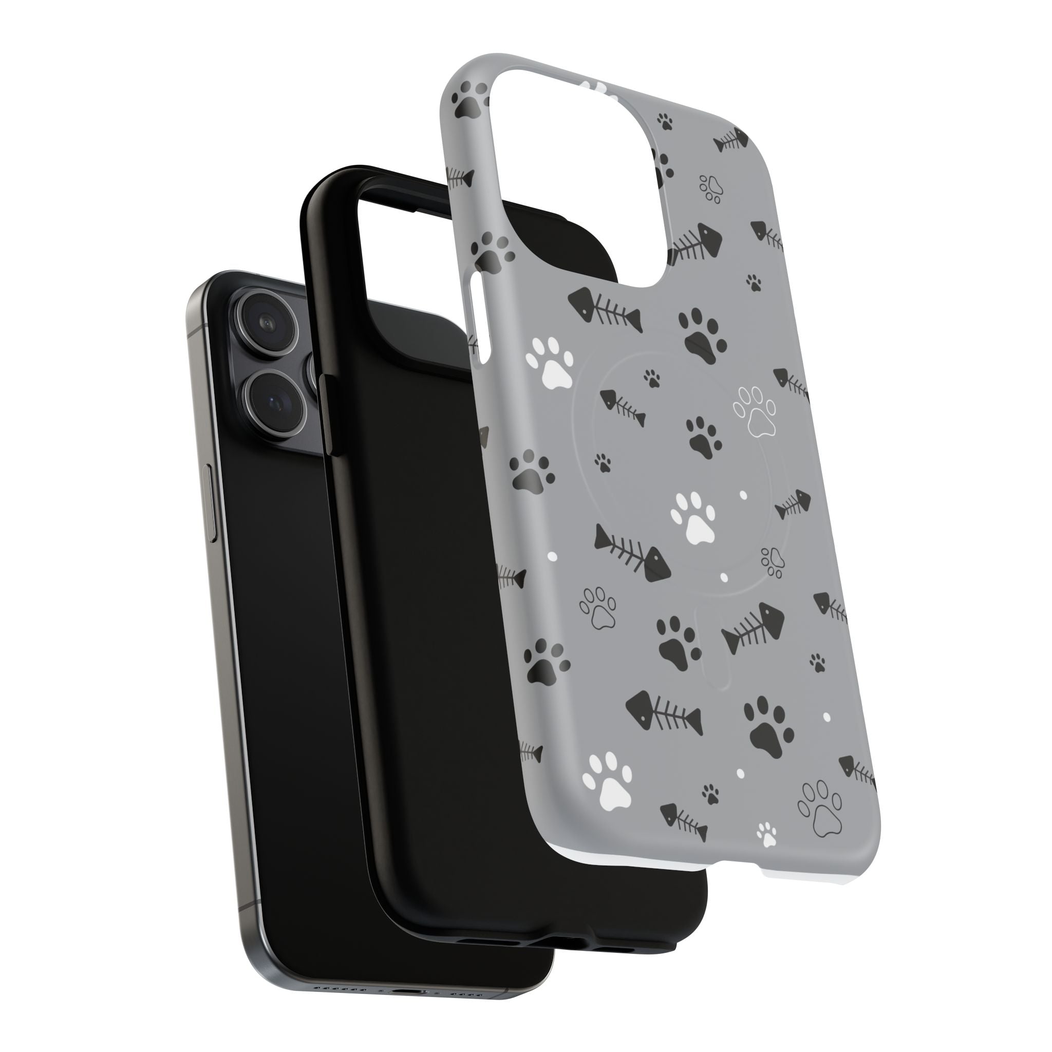 Cat Paw & Fishbone Tough Magnetic Phone Case