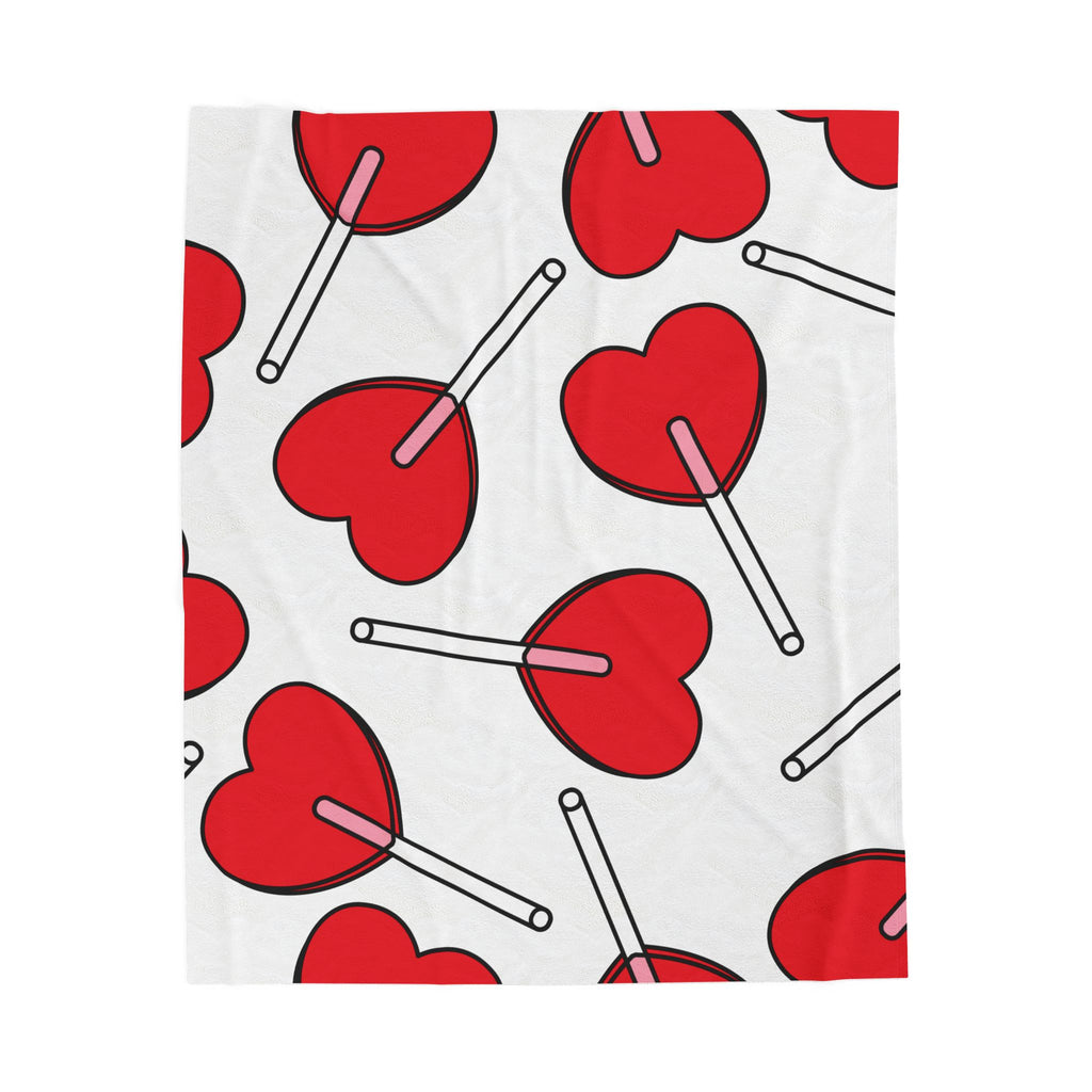 Heart Lollipop Plush Blanket – Valentine's Pattern Throw