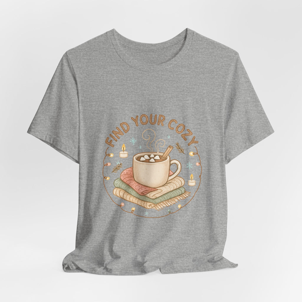 Find Your Cozy Tee — Cute Coffee & Books Graphic T-Shirt