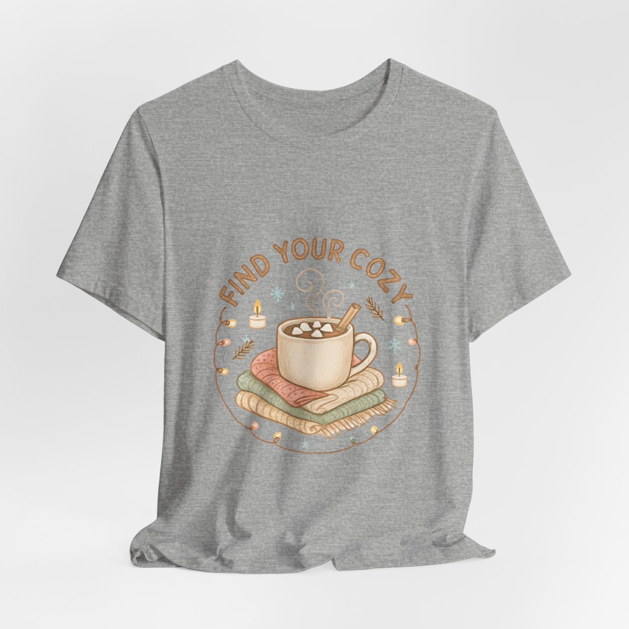 Find Your Cozy Tee — Cute Coffee & Books Graphic T-Shirt