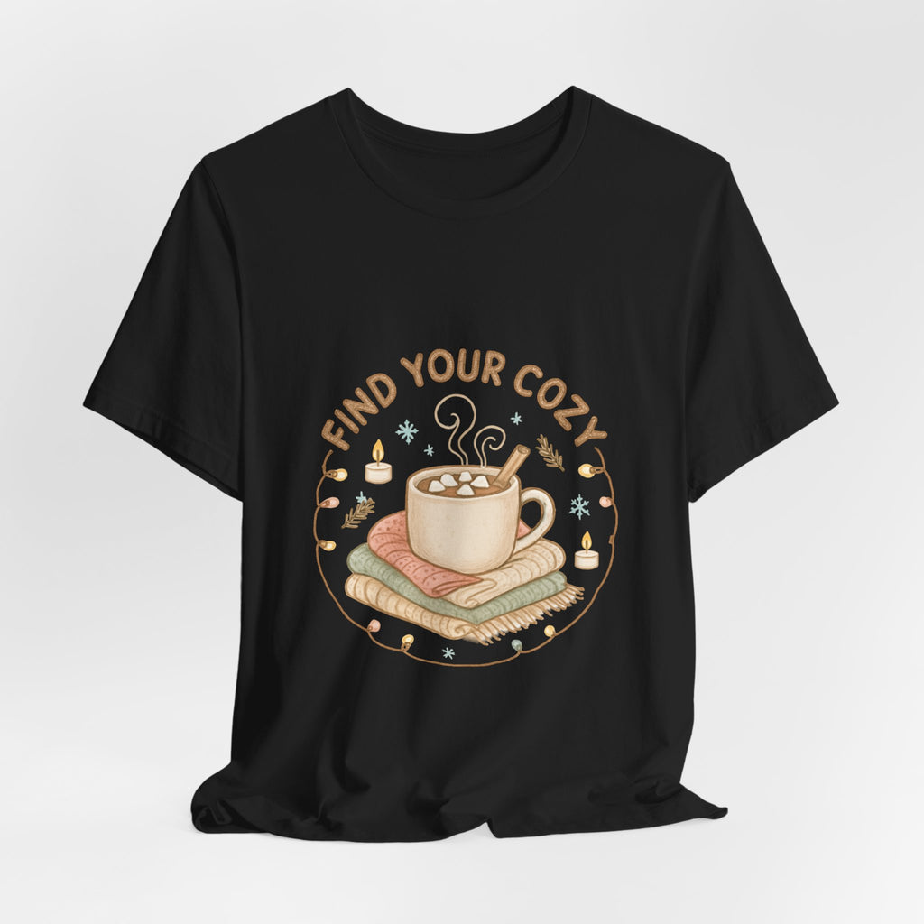 Find Your Cozy Tee — Cute Coffee & Books Graphic T-Shirt