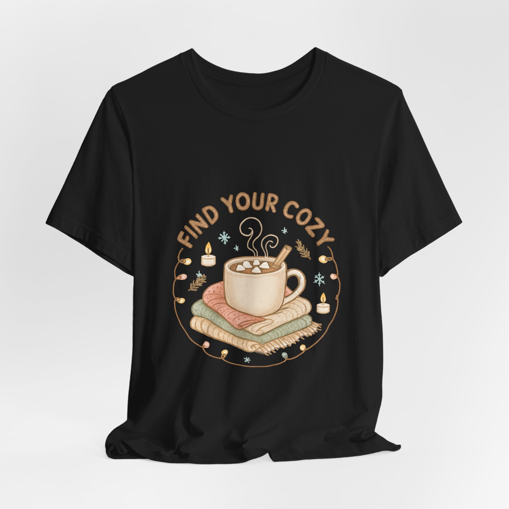 Find Your Cozy Tee — Cute Coffee & Books Graphic T-Shirt