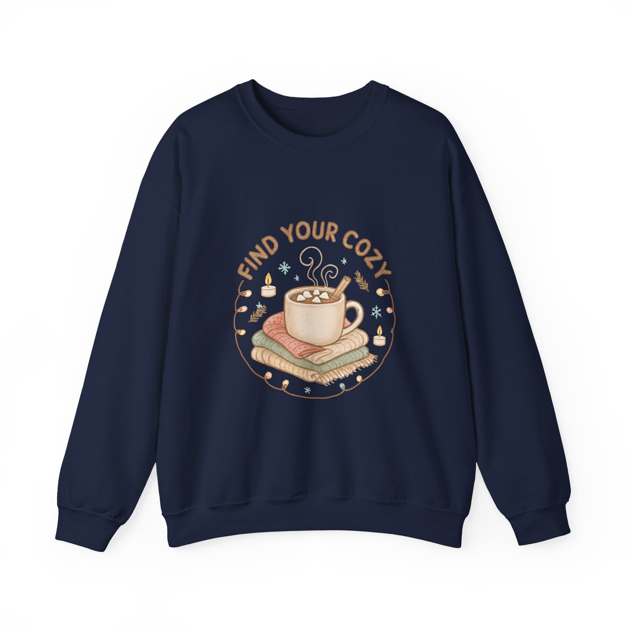 Cozy Finds Sweatshirt — "Find Your Cozy" Hot Cocoa Crewneck